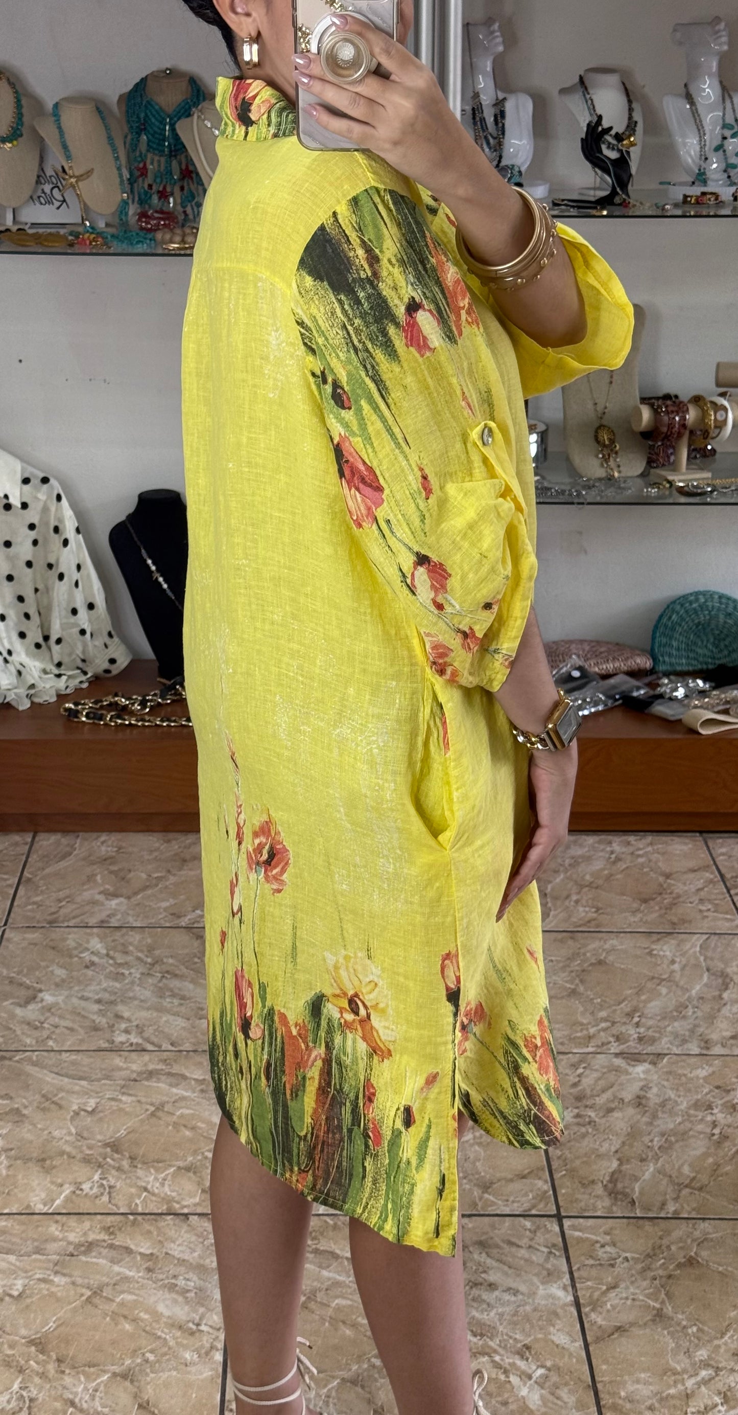 Malena OS Linen Dress (NO RETURNS OR EXCHANGE)