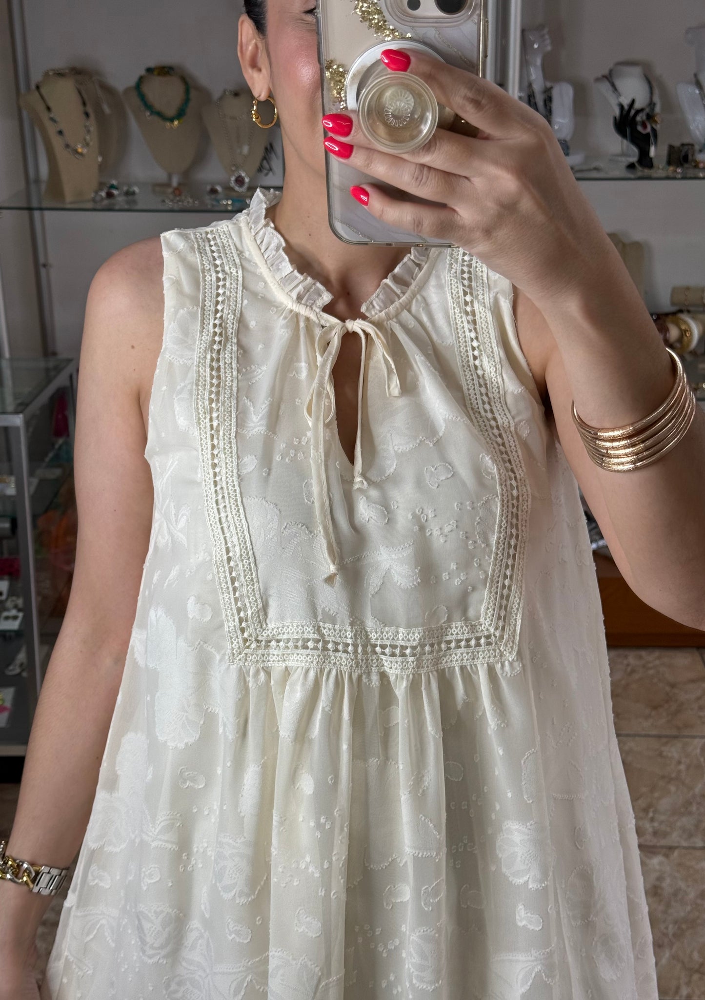 Sleeveless Cream Mini Dress