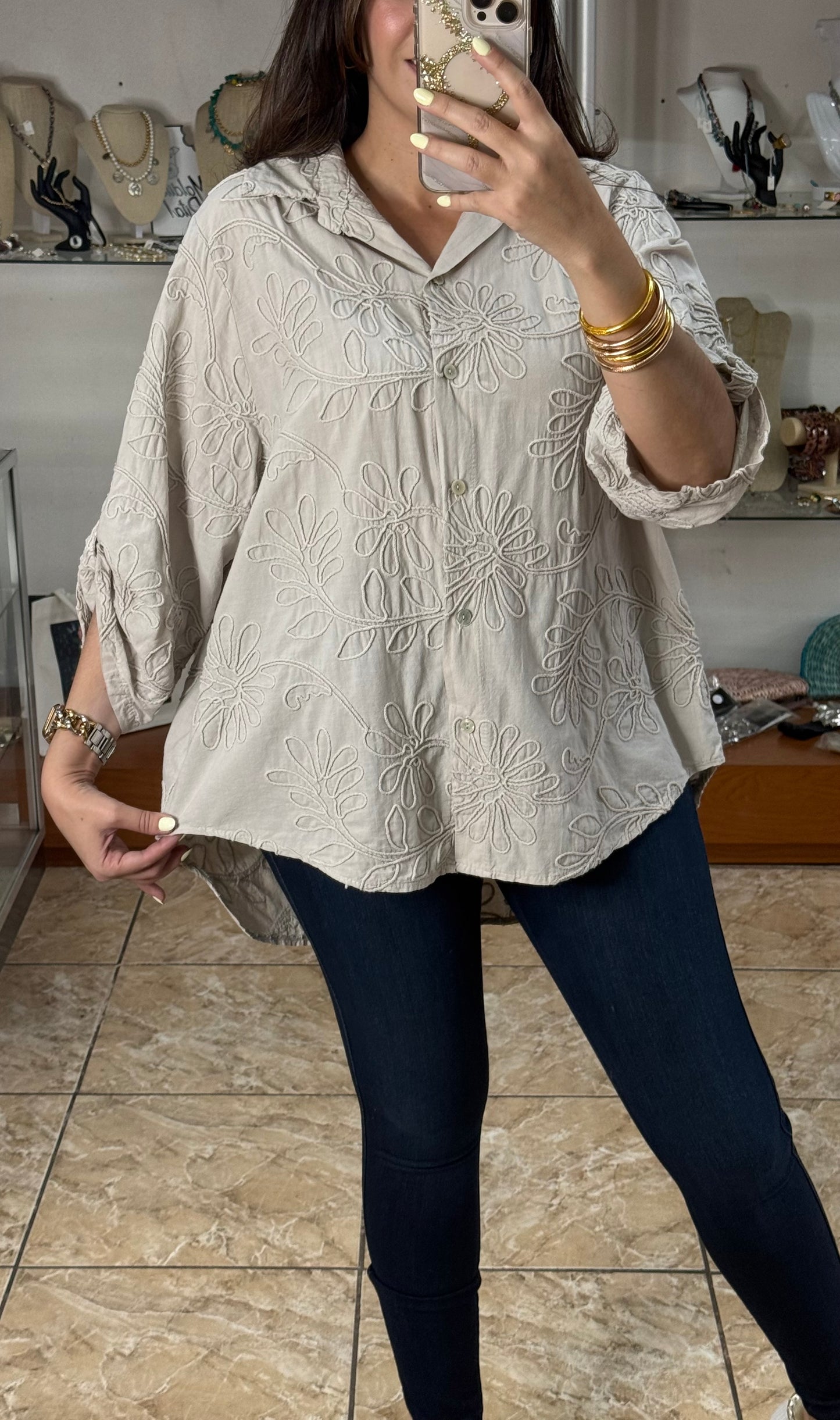 OS Embroidered Tunic Top (NO RETURNS OR EXCHANGE)