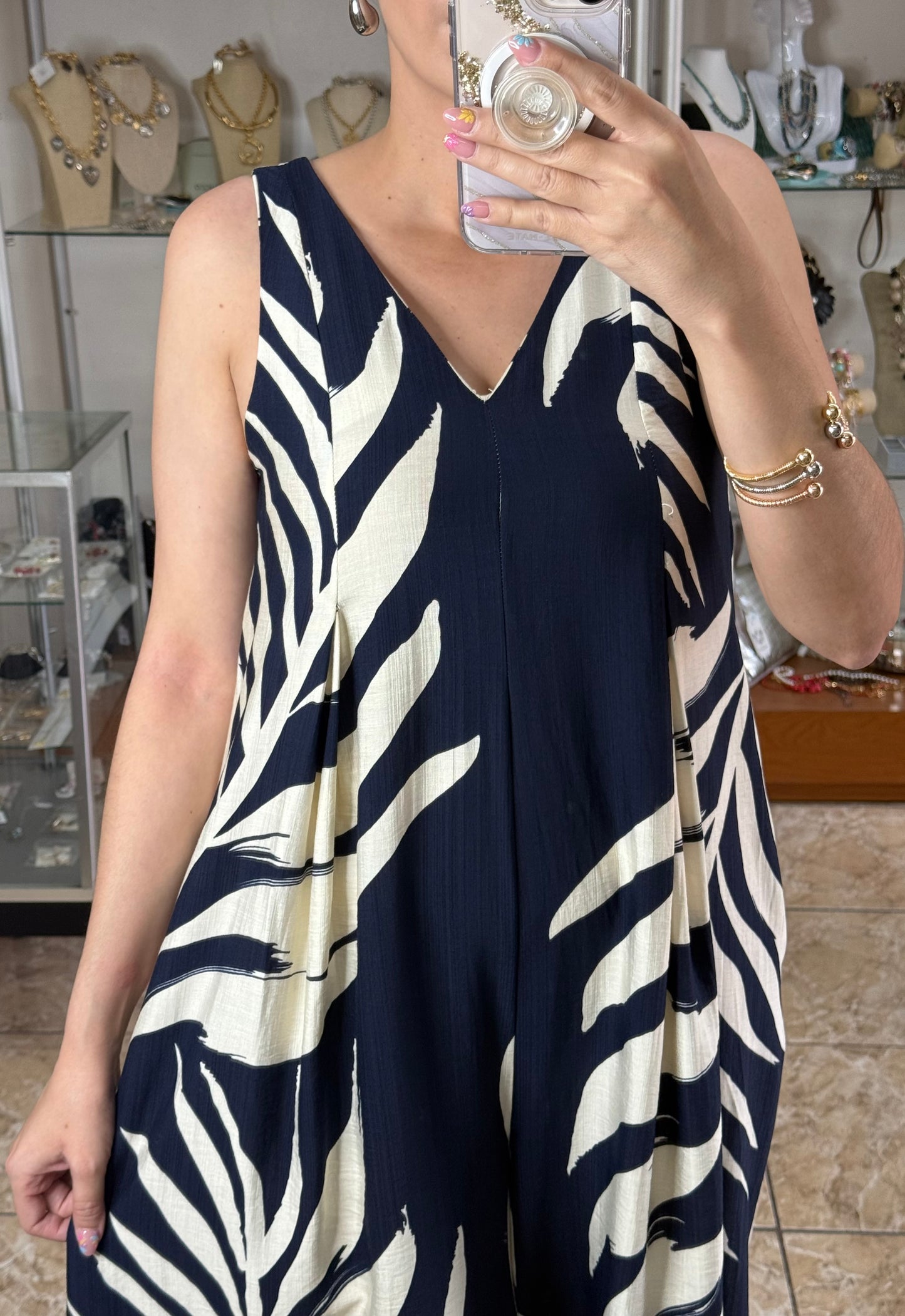 Navy/Ivory Wide Leg Jumpsuit
