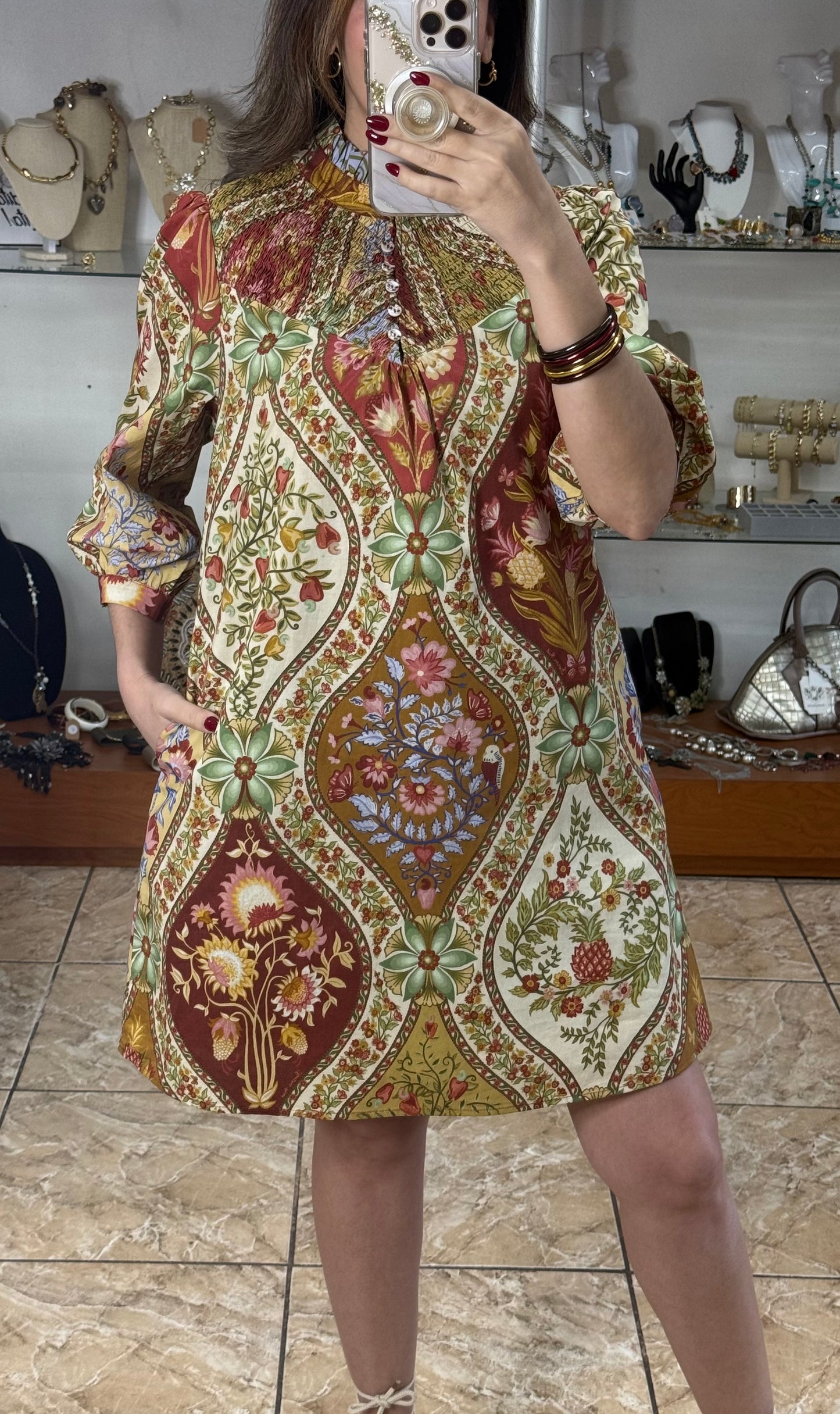 Chestnut Mix Floral Mini Dress