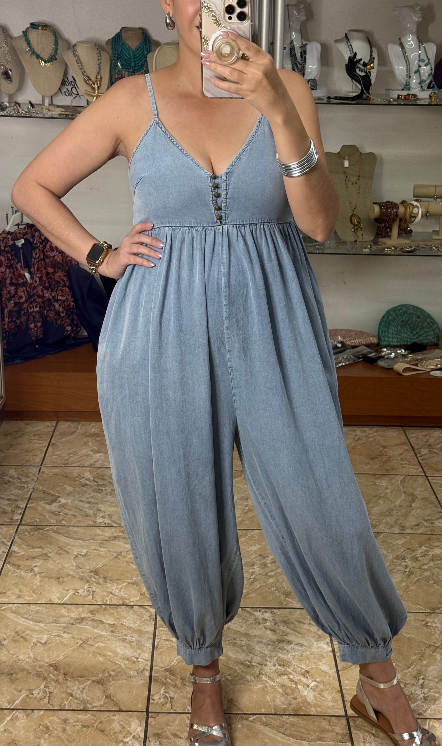 Harem Denim Jumpsuit