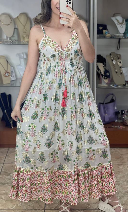 Gold Details OS Maxi Dress