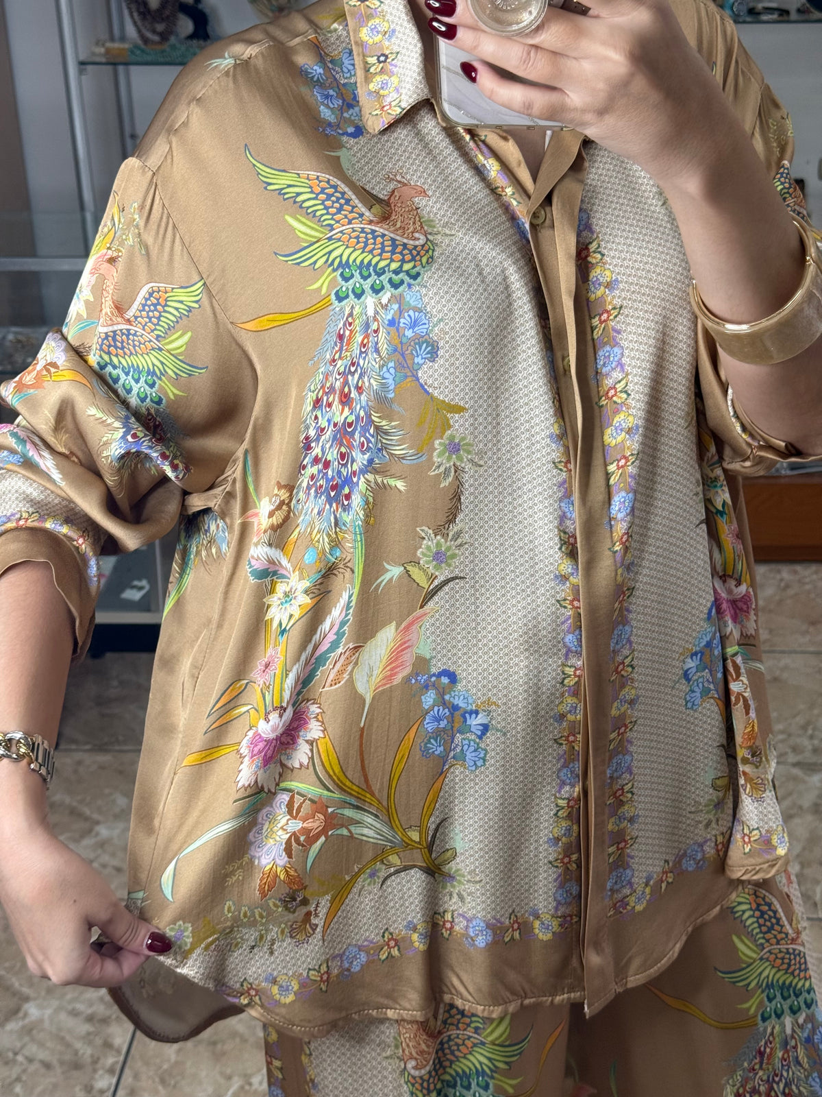 Birds & Flowers OS Satin Set (NO RETURNS OR EXCHANGE)