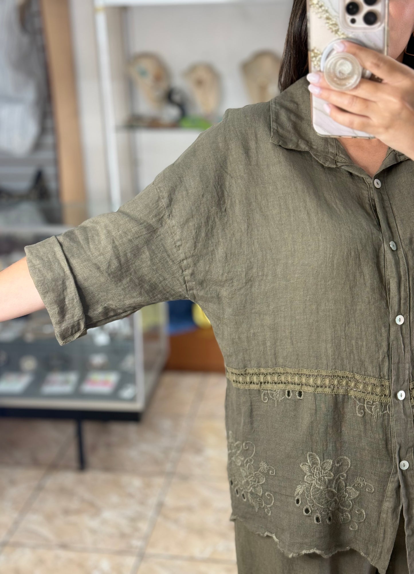 OS Button Down Top & Pant Set (NO RETURNS OR EXCHANGE)