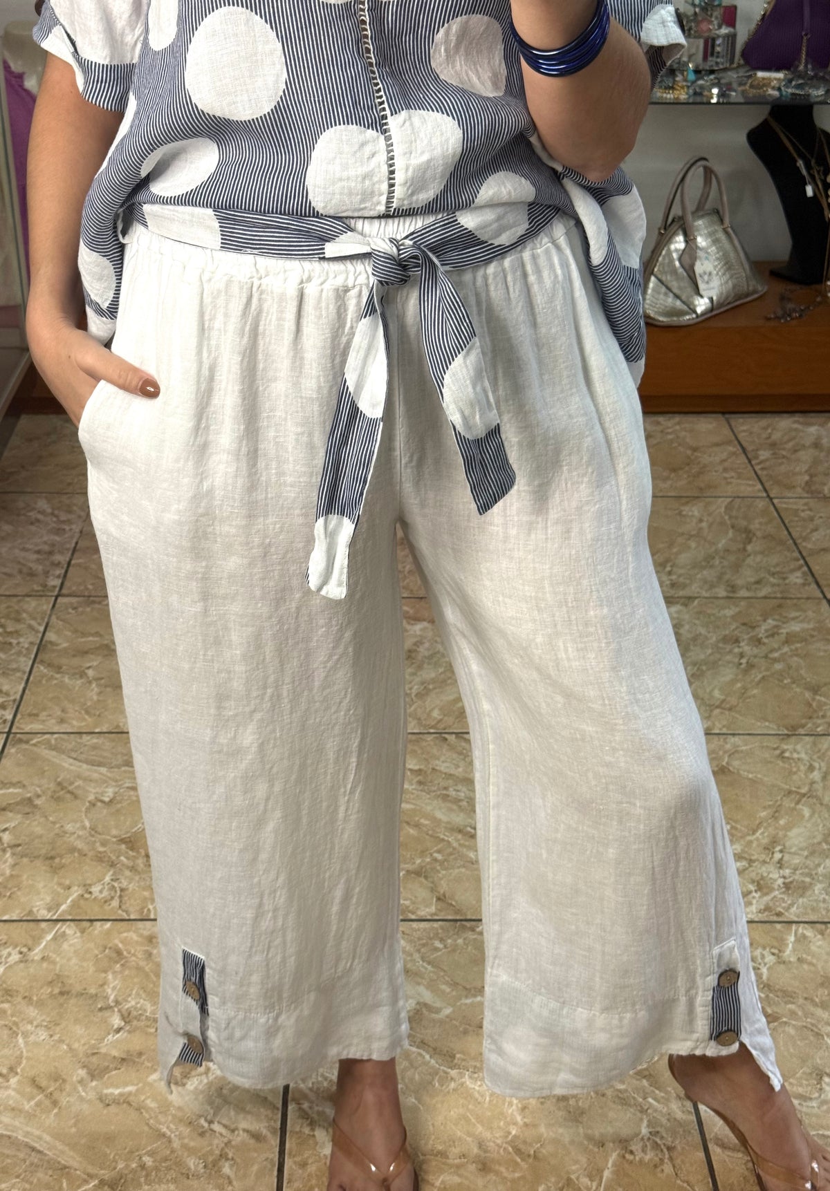 Stripes & Polka Dots OS Linen Set (NO RETURNS OR EXCHANGE)