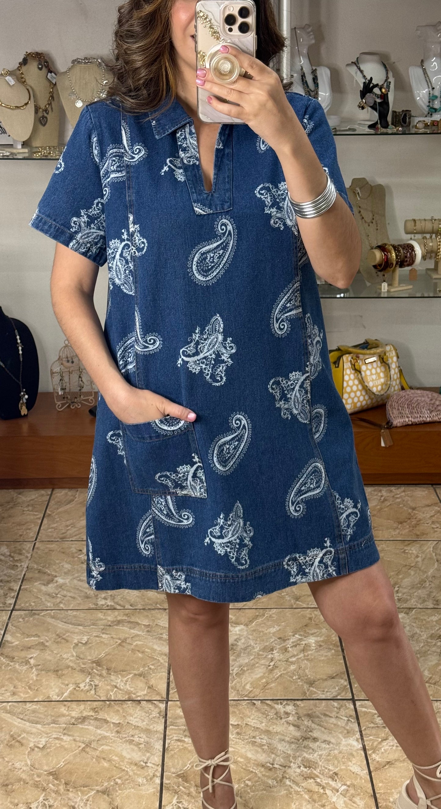 Paisley Denim Dress
