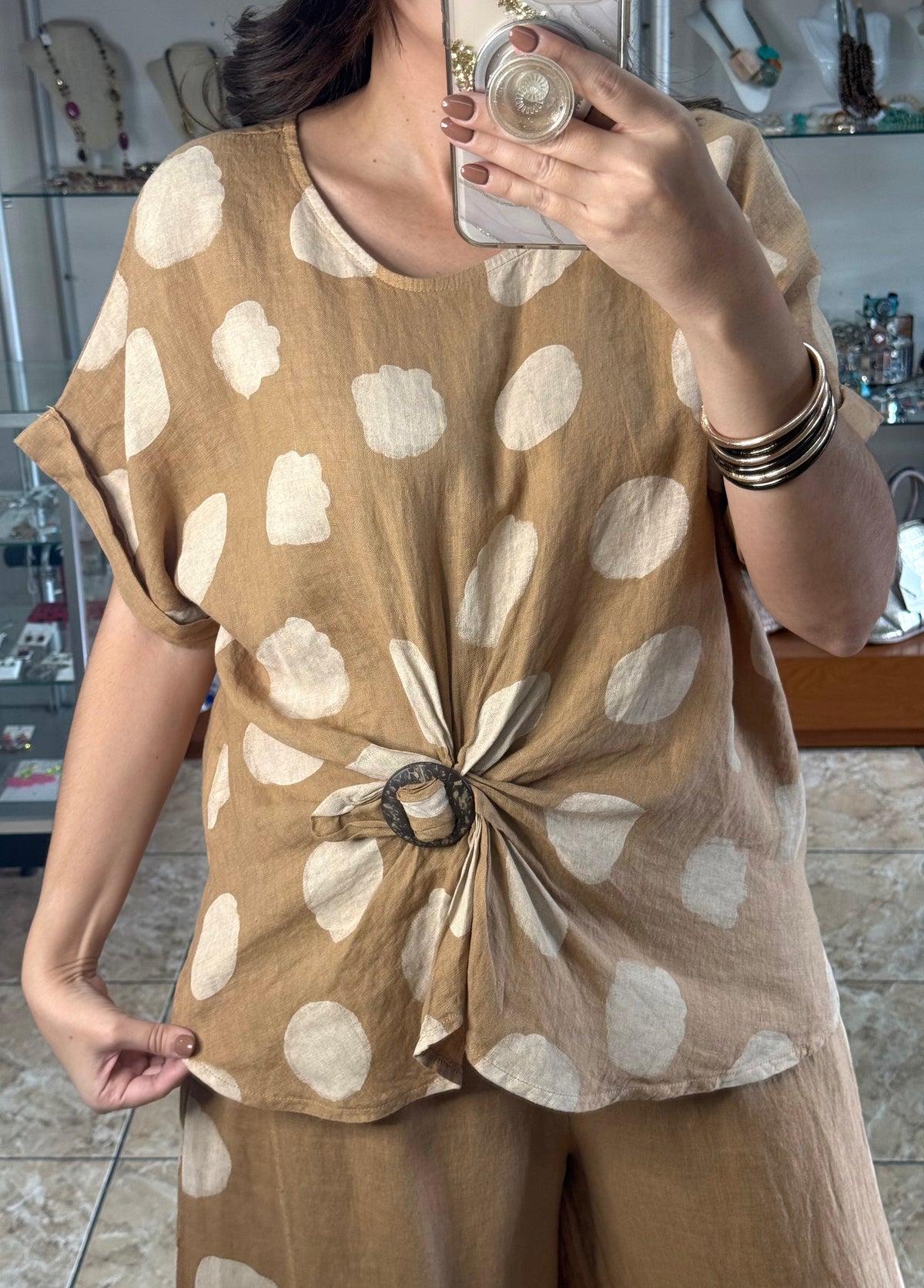 OS Polkadots Linen Set (NO RETURNS OR EXCHANGE)