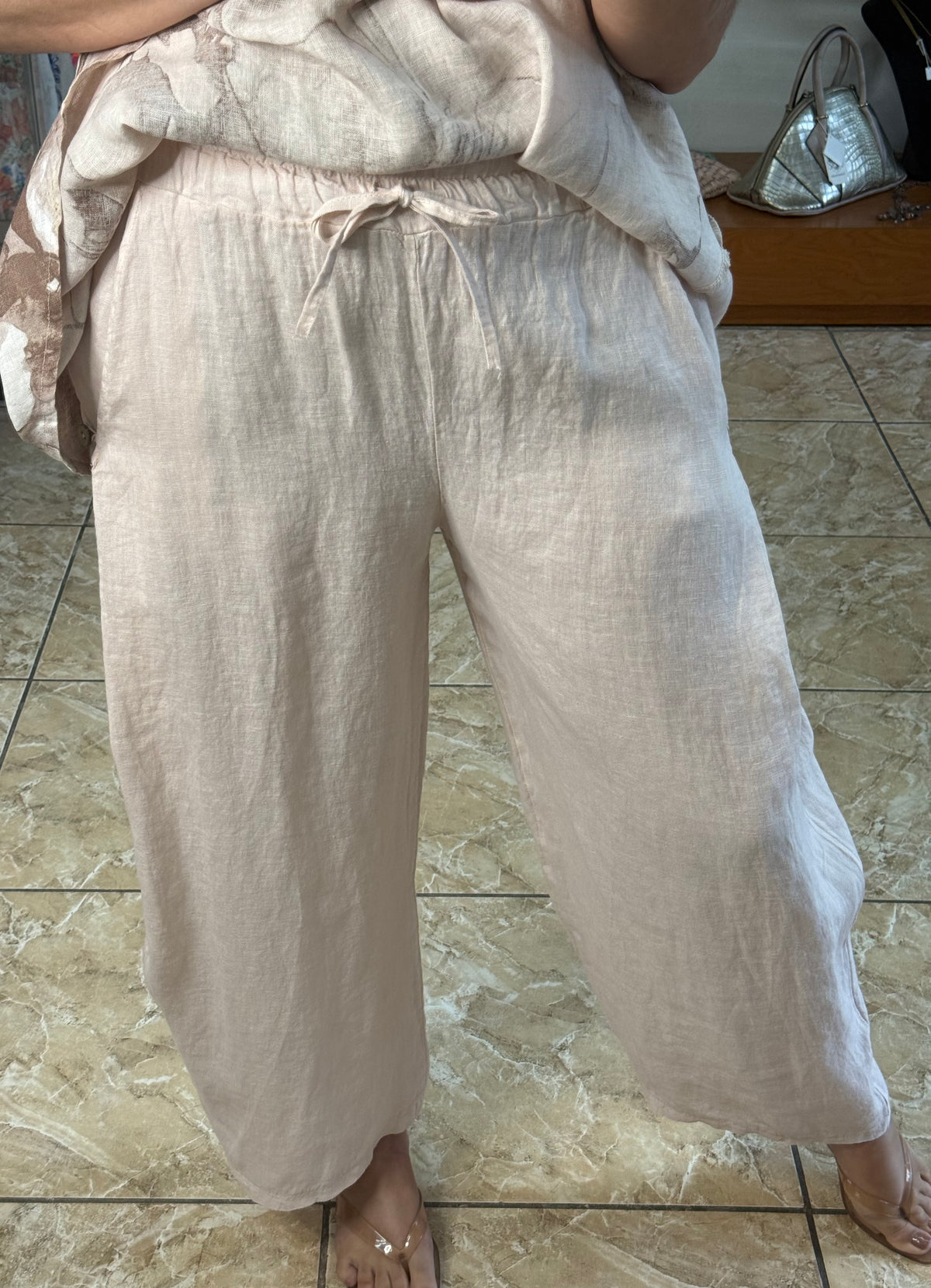 OS Top & Barrel Style Pant Linen Set (NO RETURNS OR EXCHANGE)