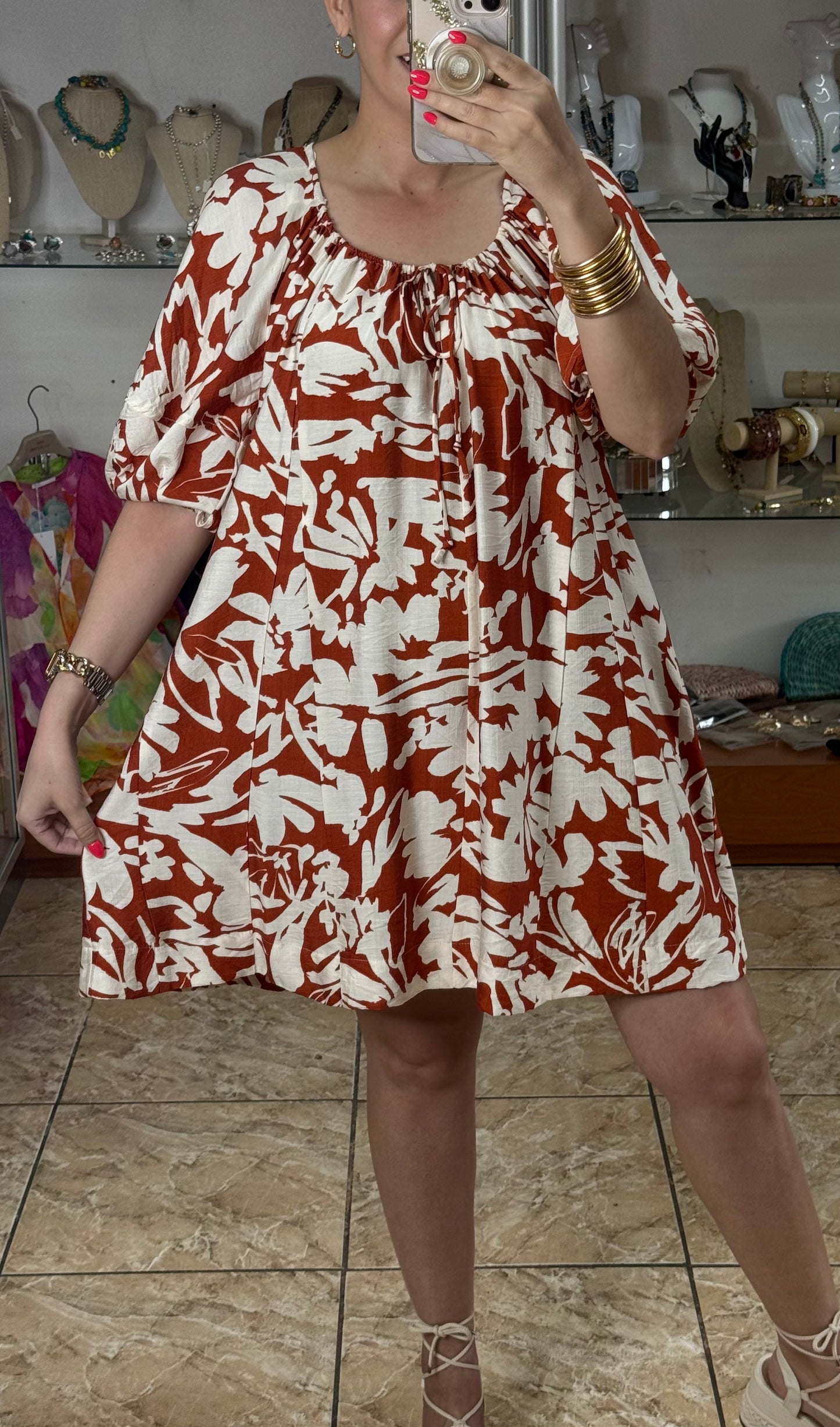 Two Tone Rust Mix Dress