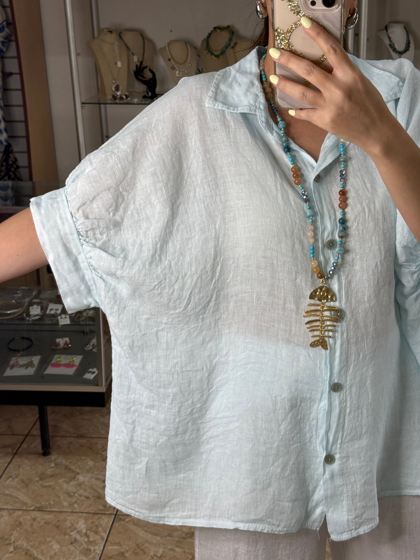Linen/Cotton Embroidered Back Top (NO RETURNS OR EXCHANGE) (PANT SOLD SEPARATELY)