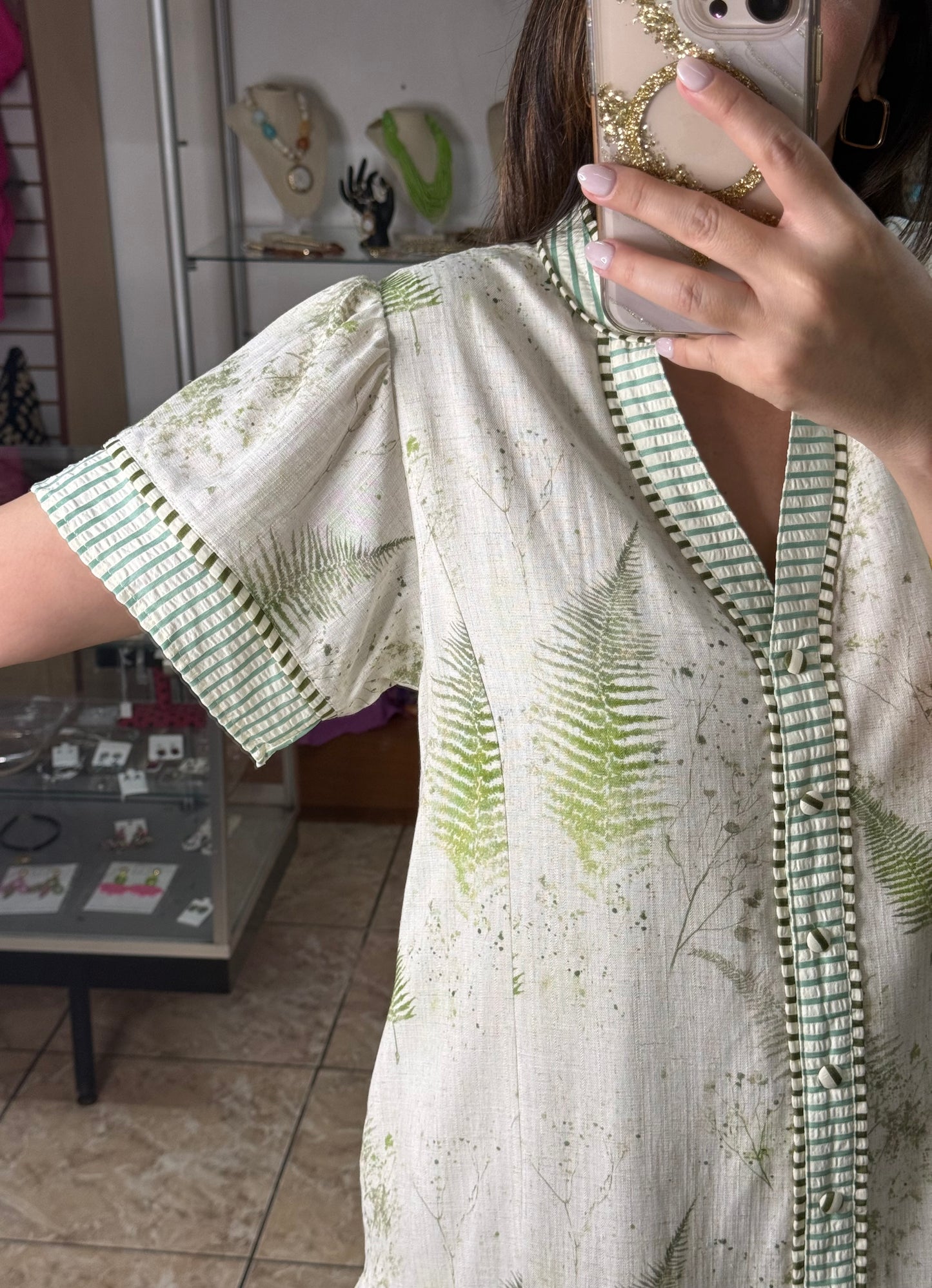 Sage Green Linen Blend Mini Dress
