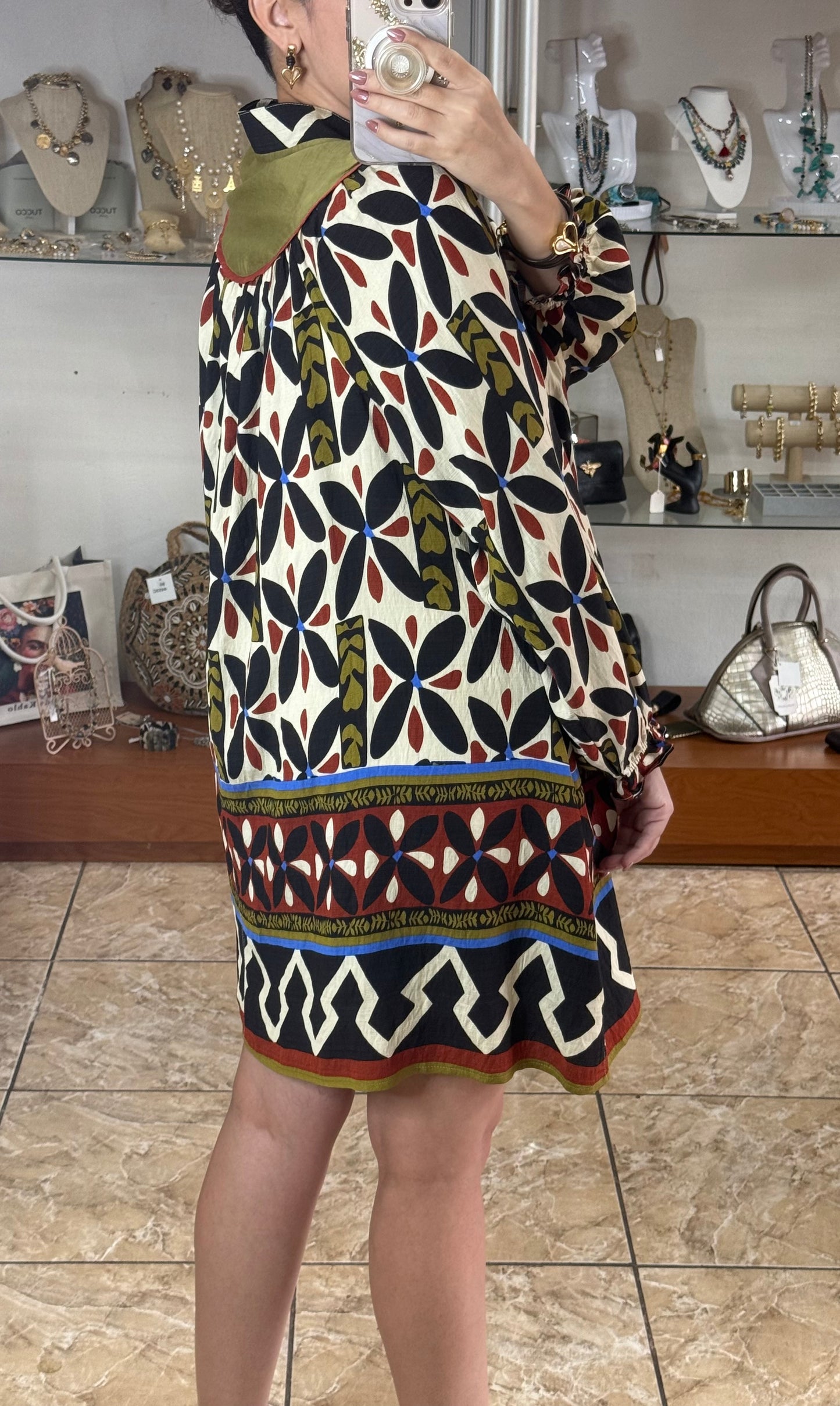 Geometric Print Tunic Dress