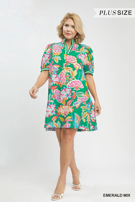 Emerald Jacquard Paisly Tunic Dress