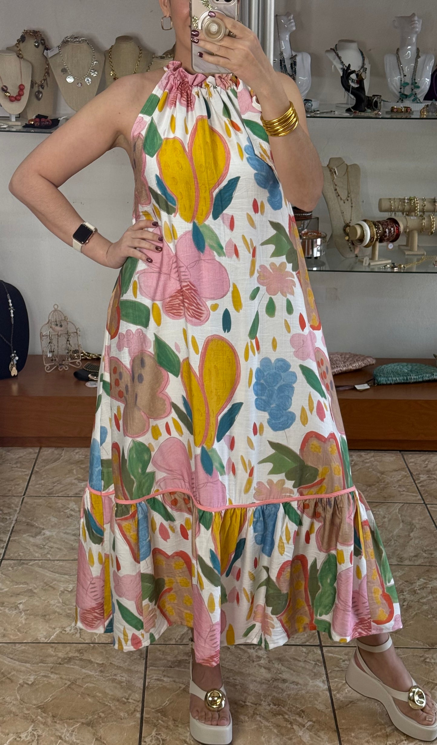 Halter Floral Maxi Dress