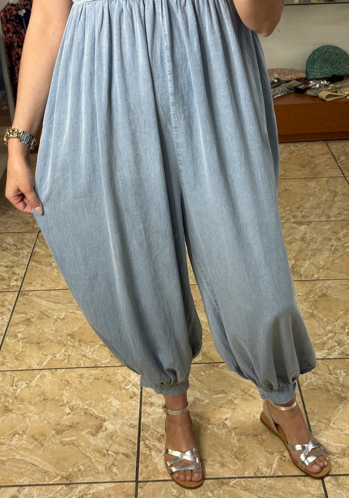 Harem Denim Jumpsuit
