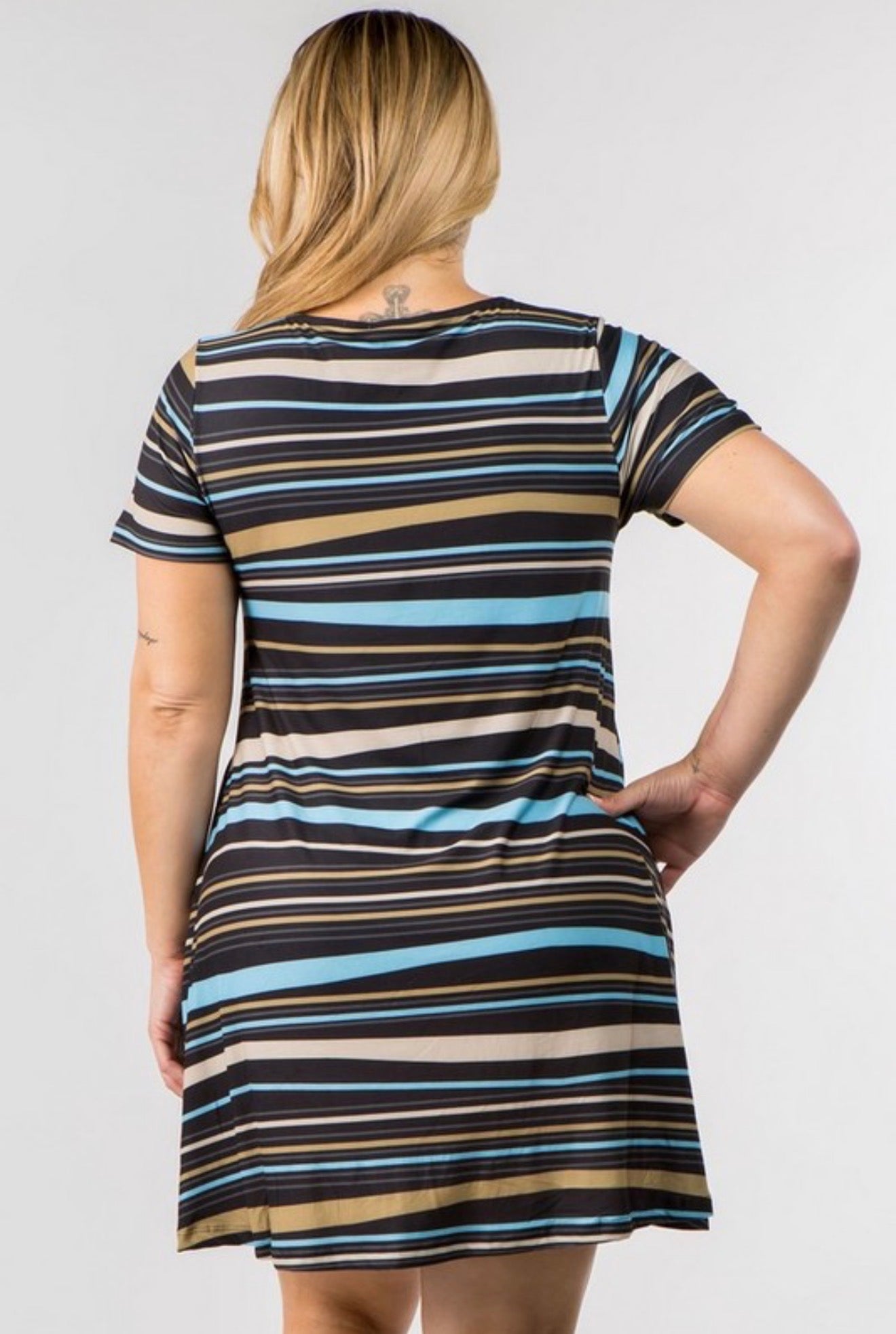 Blue Stripes Dress (PLUS)