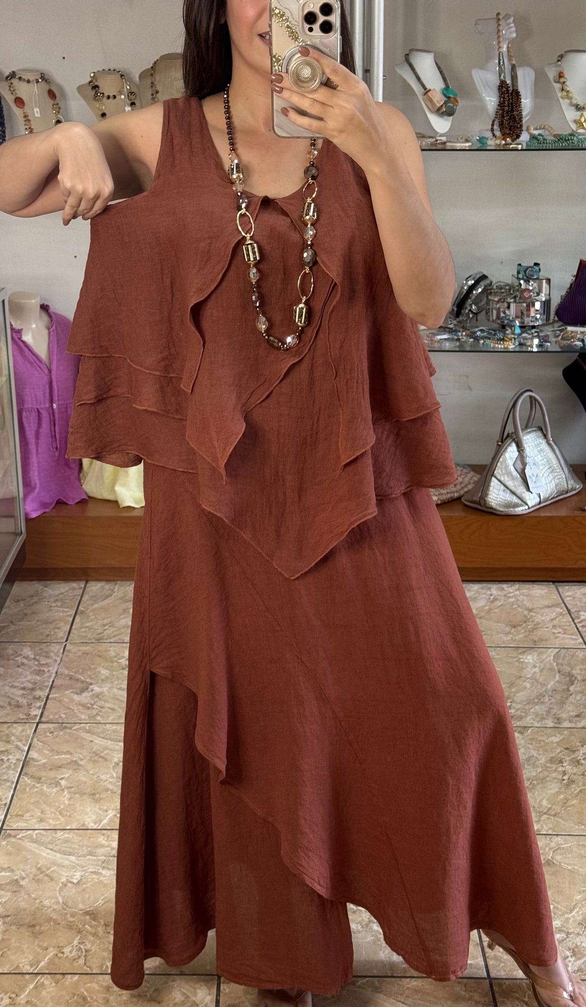OS Linen Top & Skirt Set (NO RETURNS OR EXCHANGE)