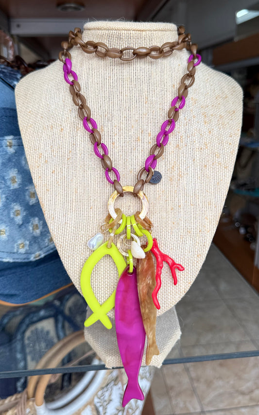Fish & Corals Long Necklace (FINAL SALE)