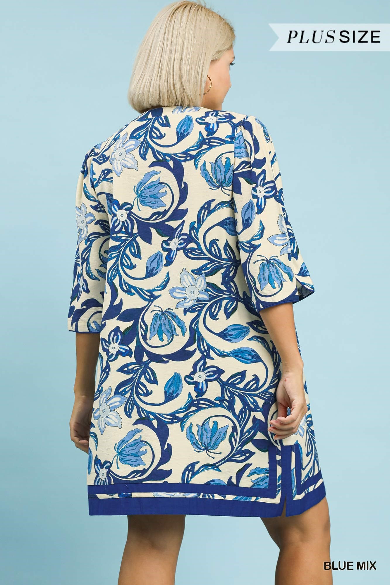 Blue Mix Floral Dress (PLUS)