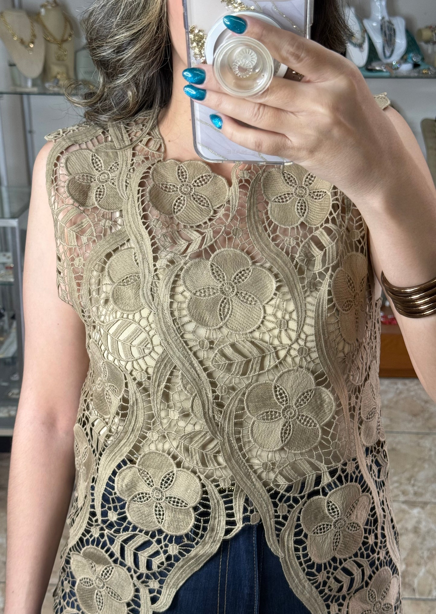 Asymmetrical OS Lace Top (FINAL SALE)
