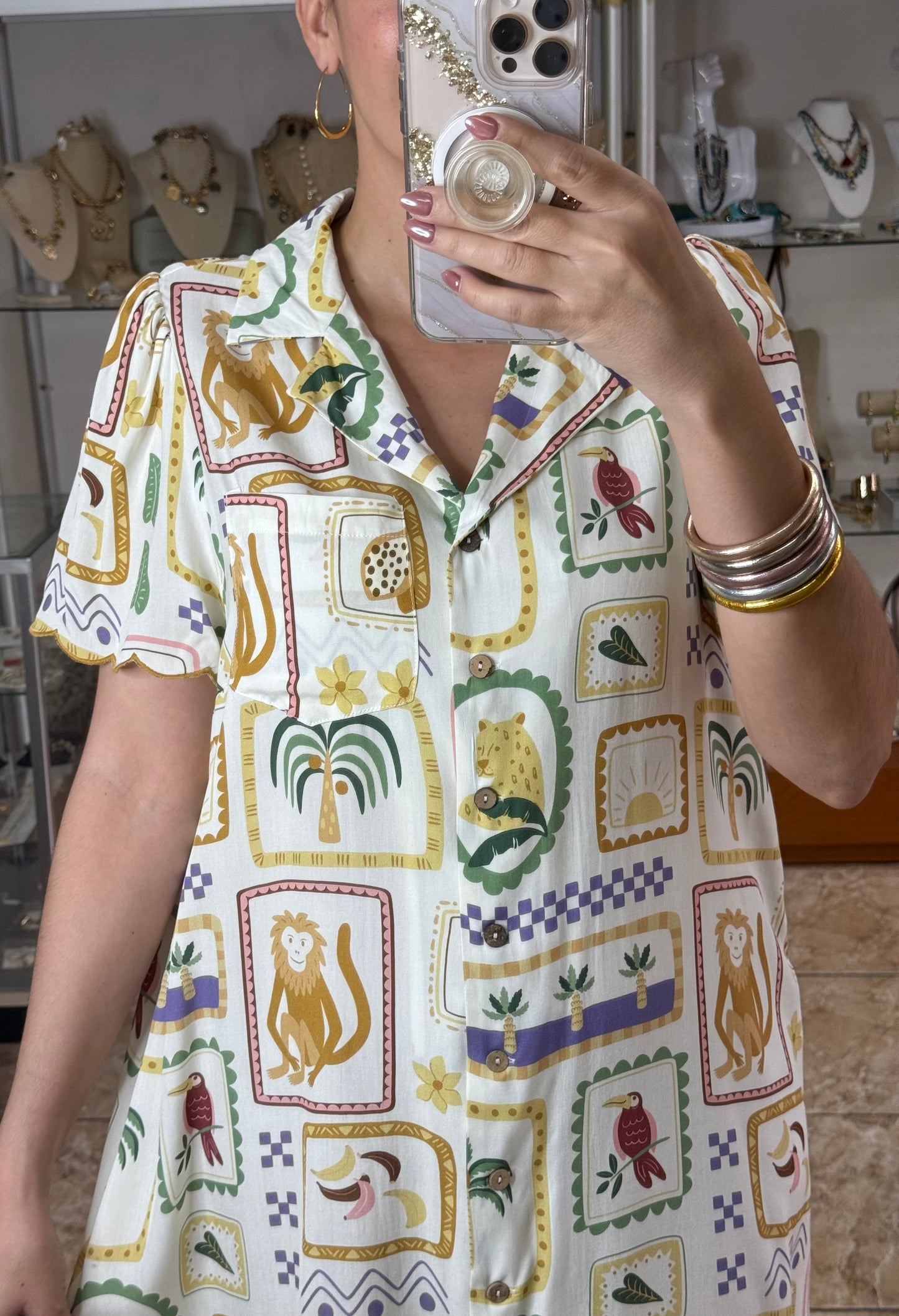 Tropical Button Down Dress