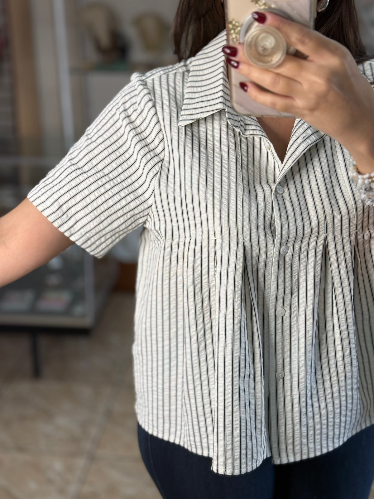 Short Sleeve Button Down Top