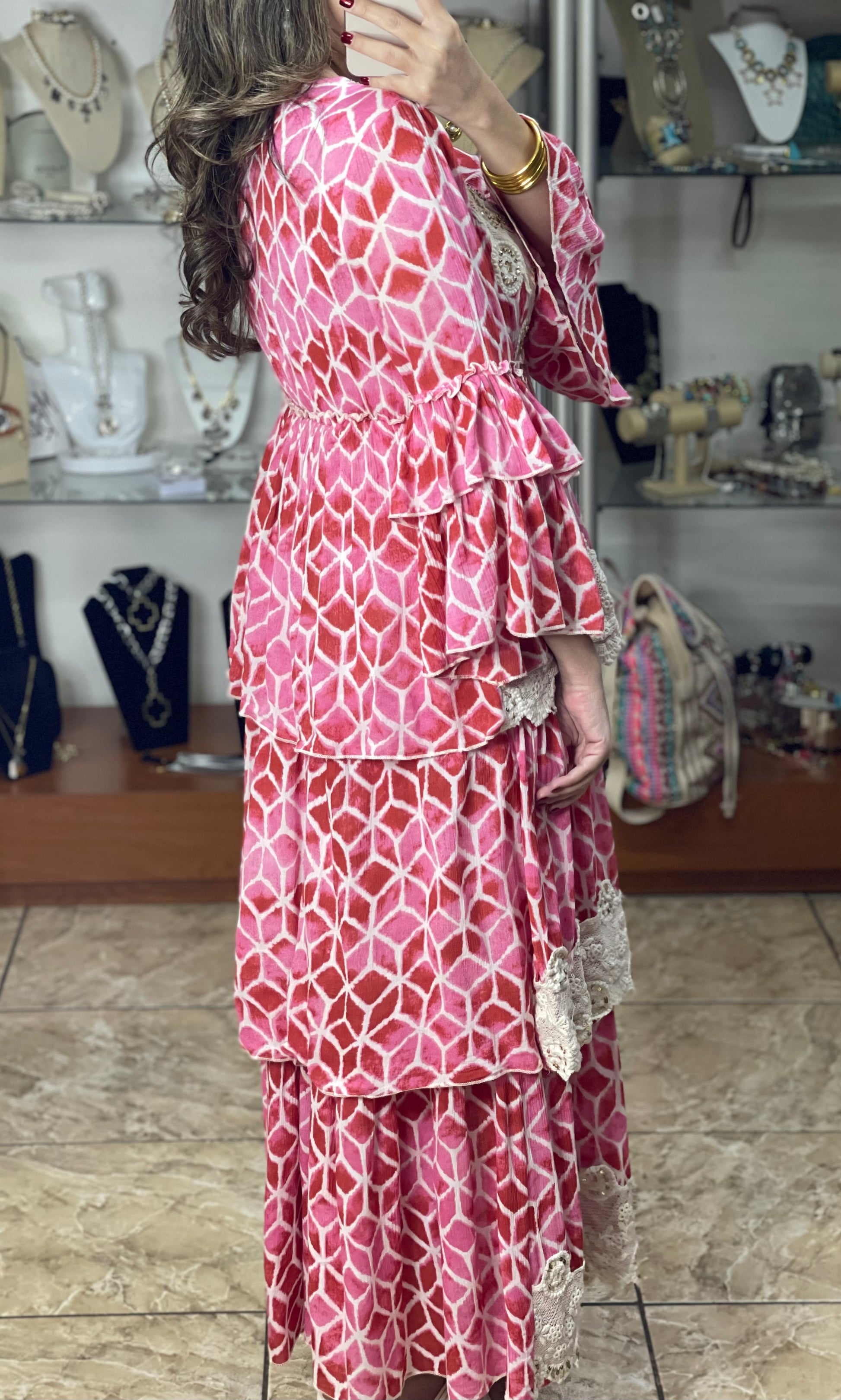 Red/Pink/Cream Boho Maxi Dress Tienda Angels Aguada Red/Pink/Cream Boho Maxi Dress Tienda Angels Aguada
