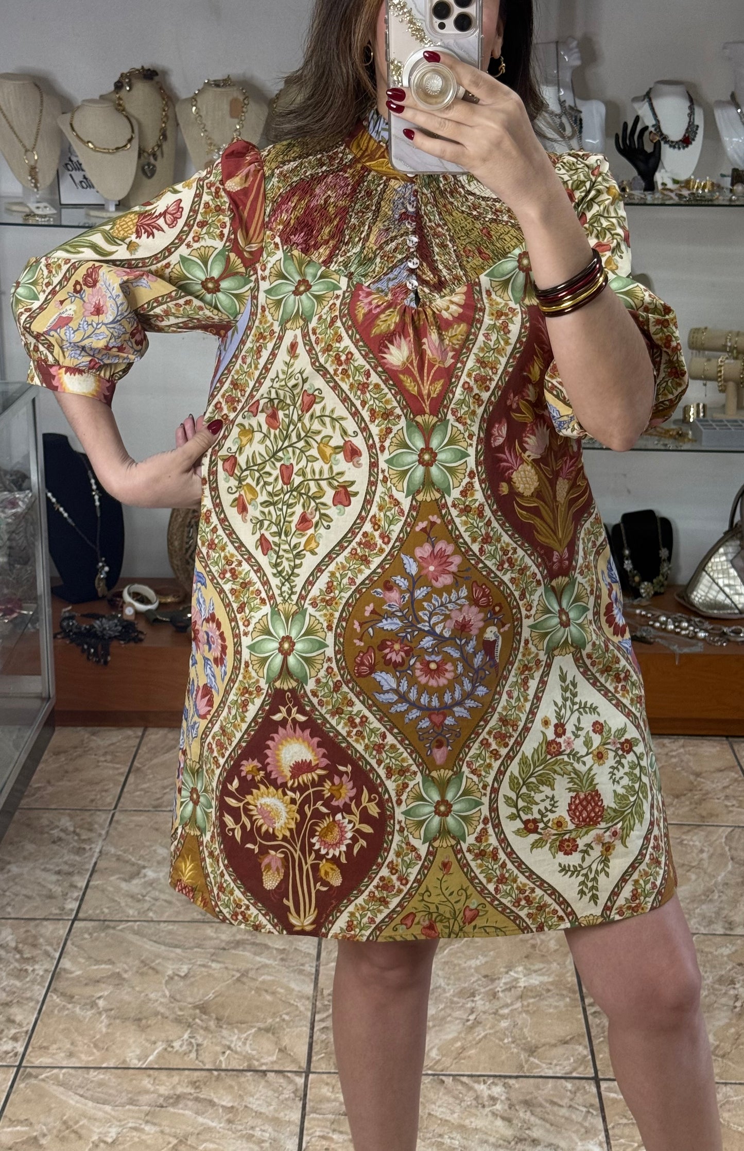 Chestnut Mix Floral Mini Dress
