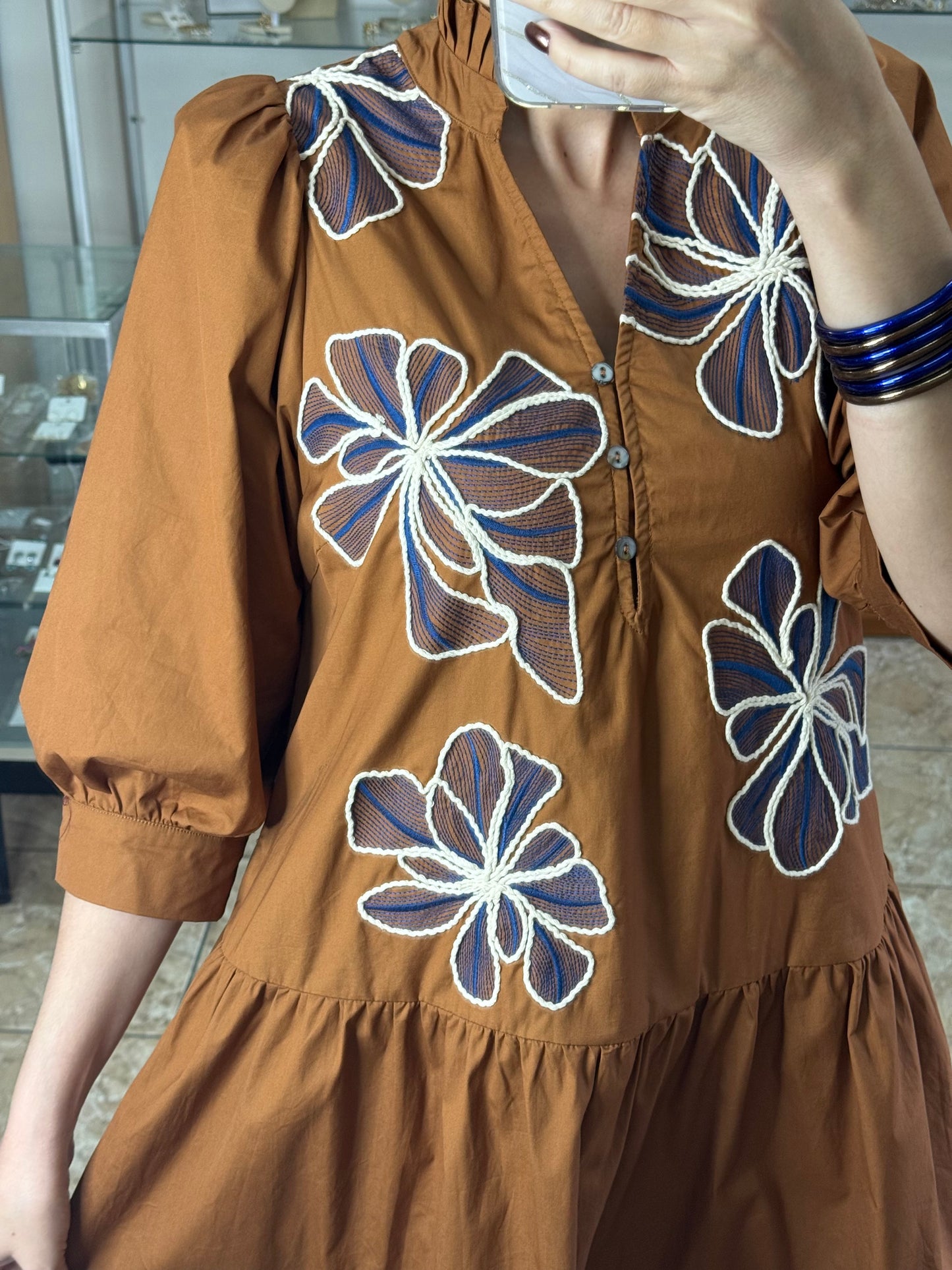 Caramel Floral Mini Dress (FINAL SALE)