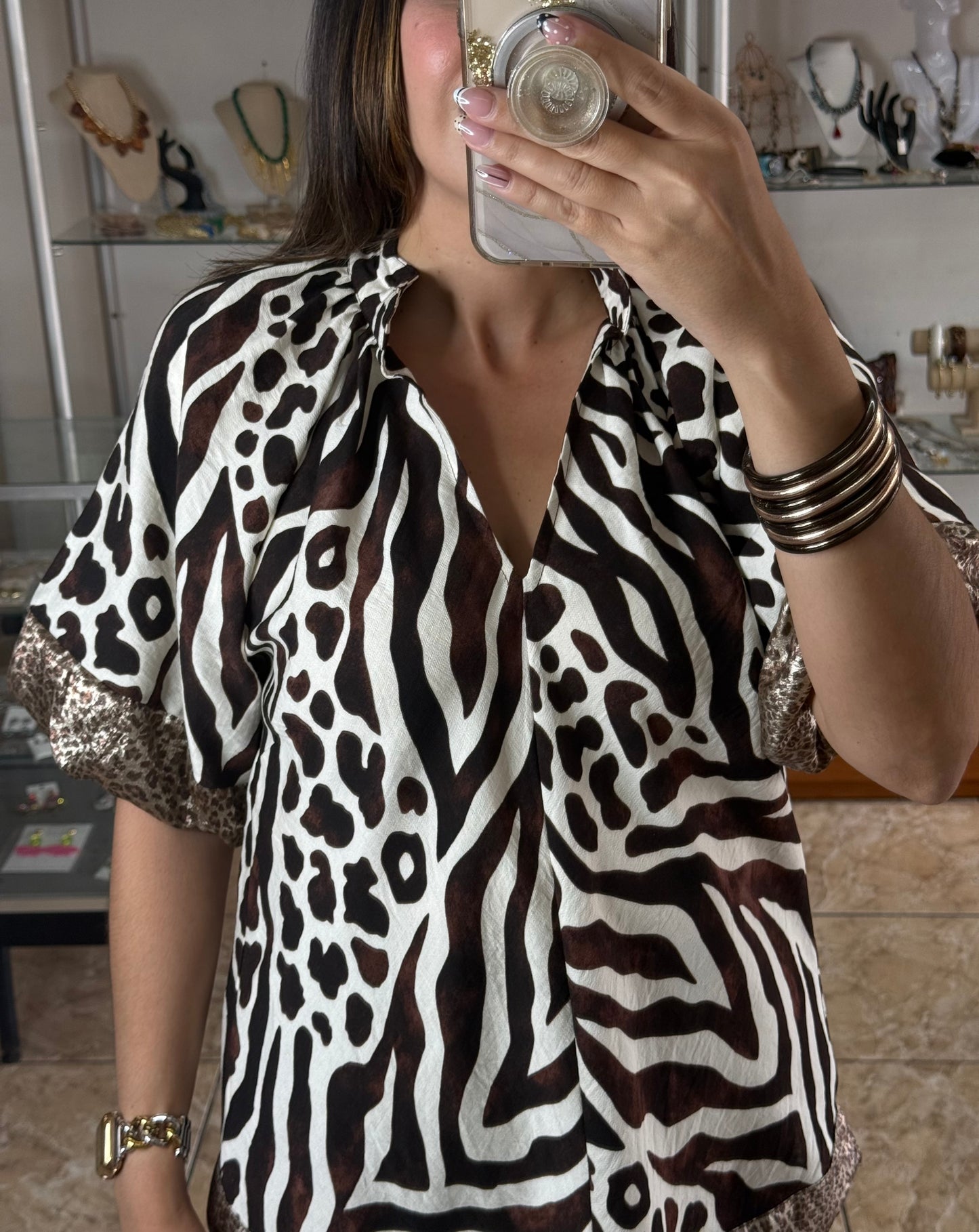 Brown Mix Safari Top