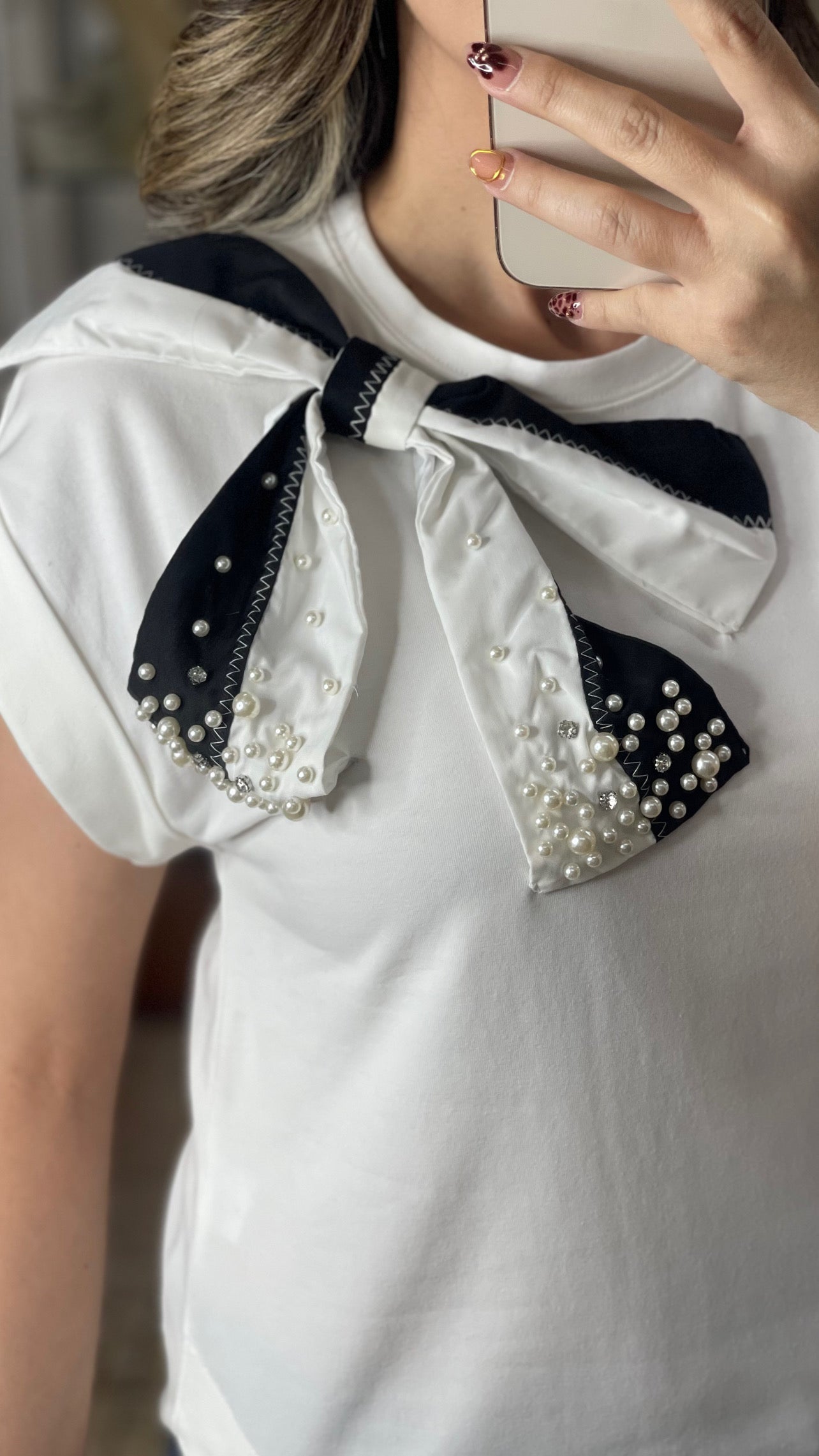 Ribbon and Pearls Top