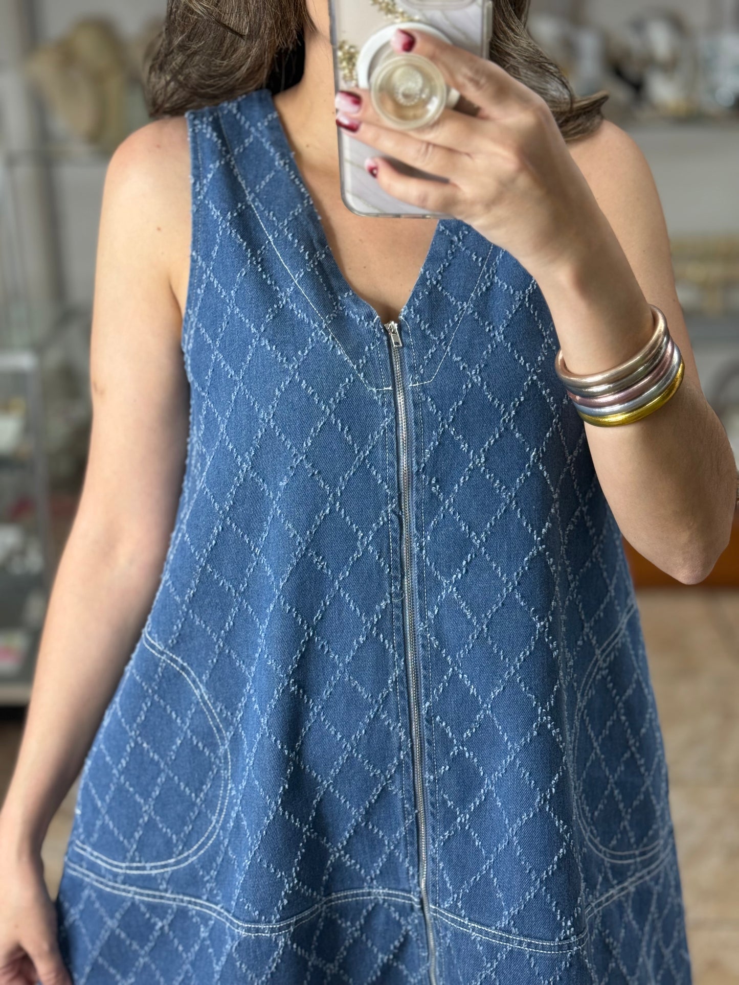 Sleeveless Denim Mini Dress