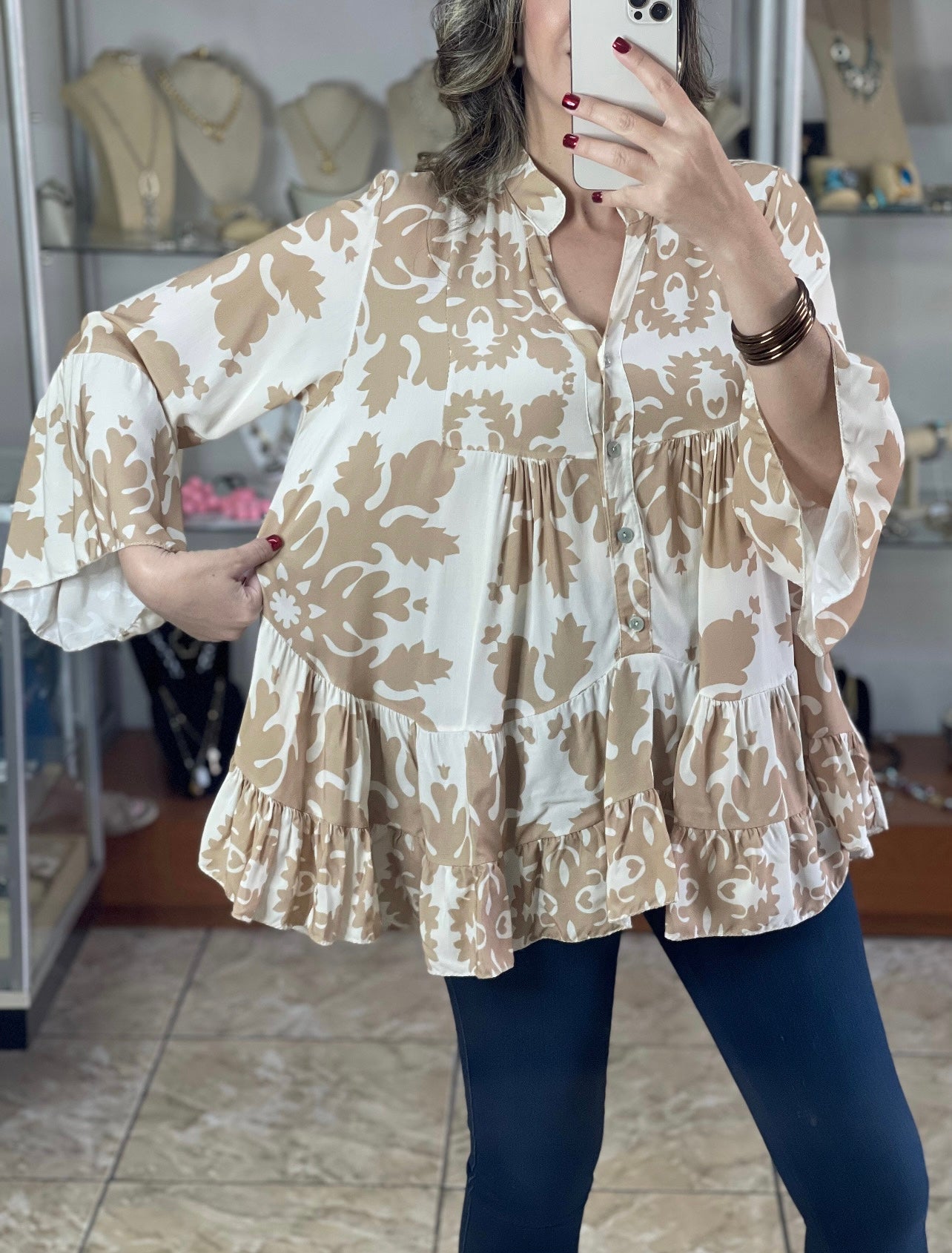 Cream/Beige OS Boho Top