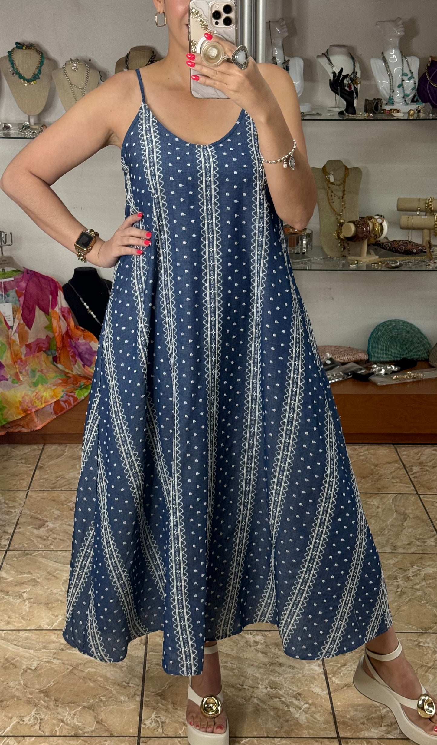 Embroidered Sleeveless Maxi Dress