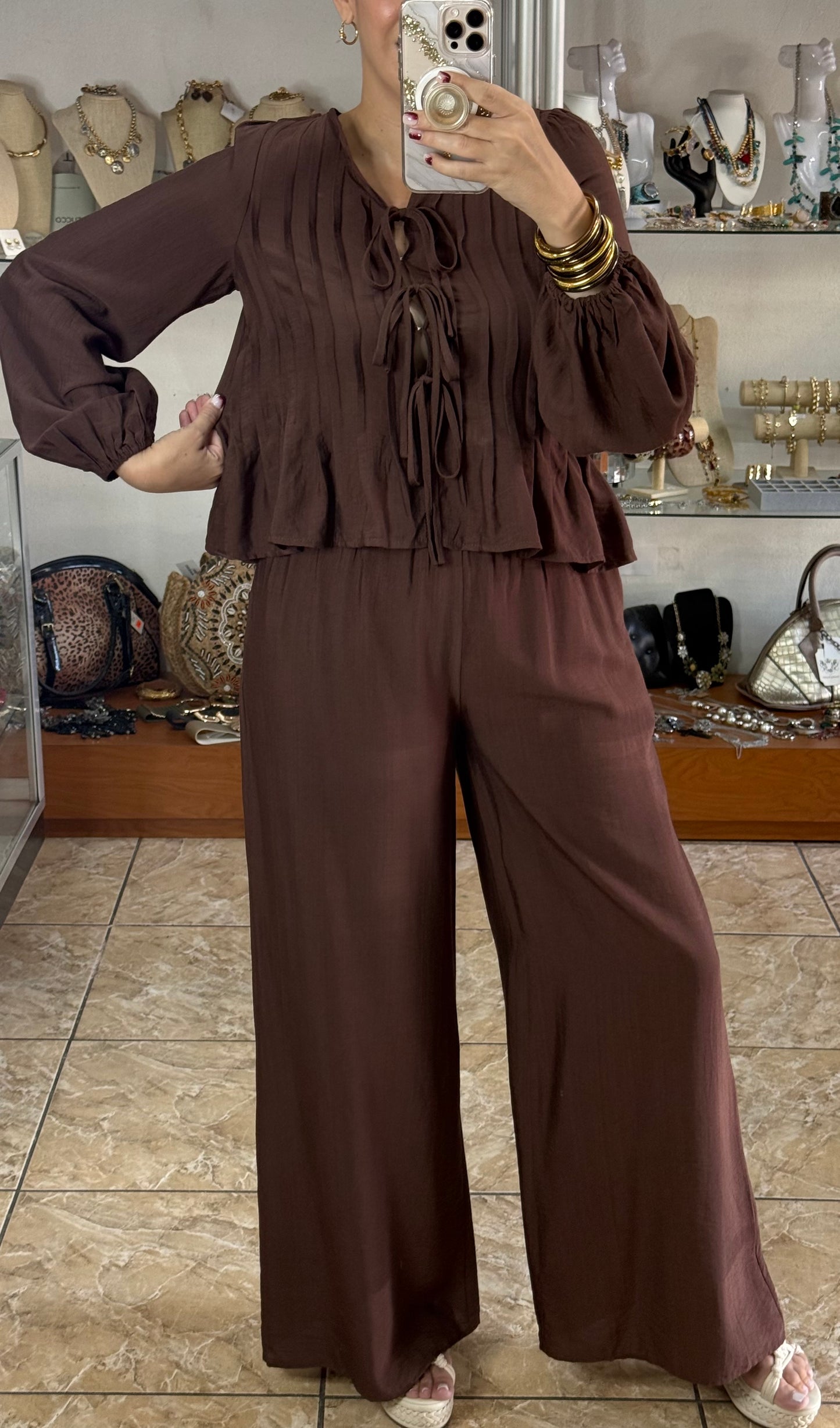 Open Top and Pant Set