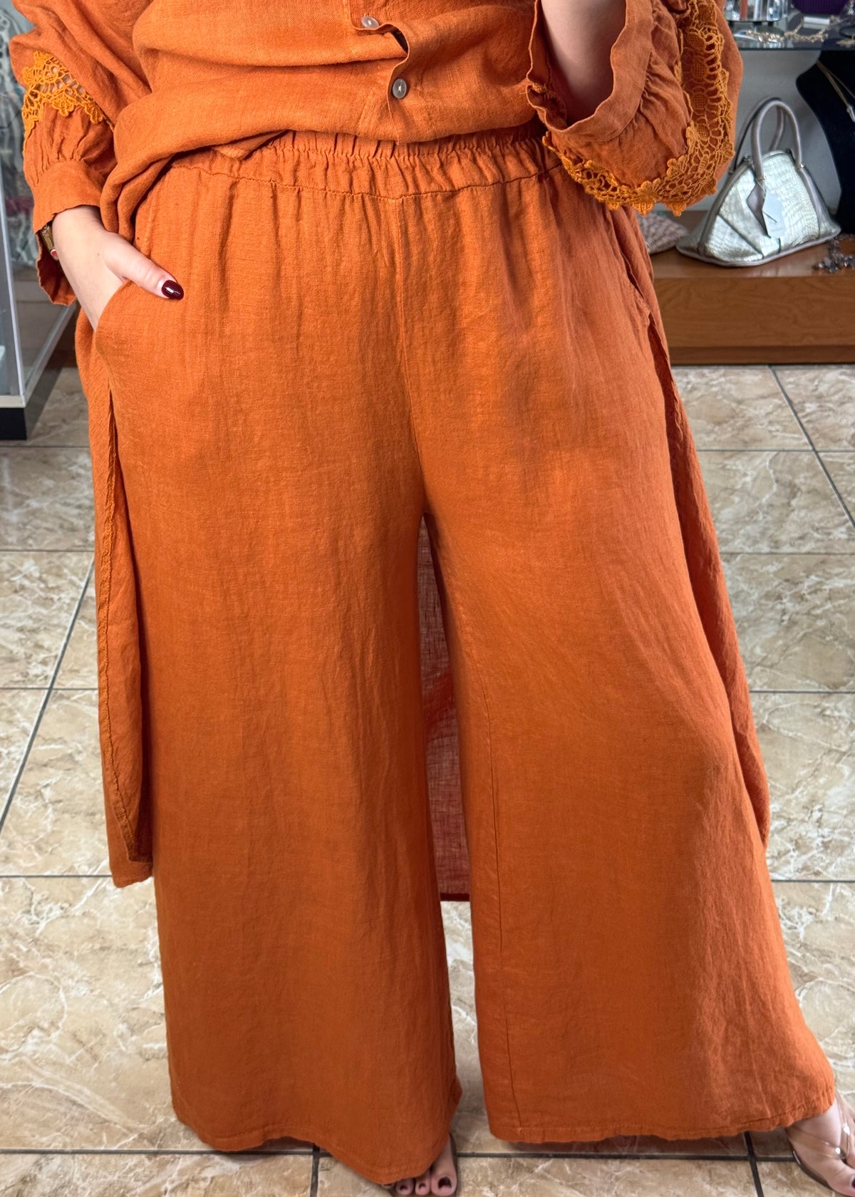 High/Low OS Linen Pant Set (NO RETURNS OR EXCHANGE)