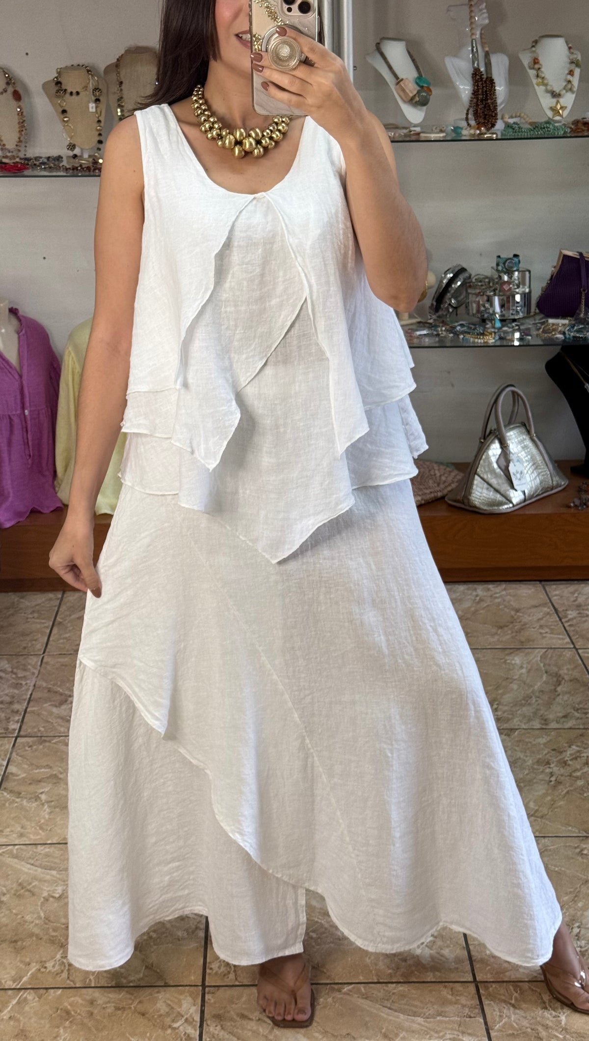 OS Linen Top & Skirt Set (NO RETURNS OR EXCHANGE)