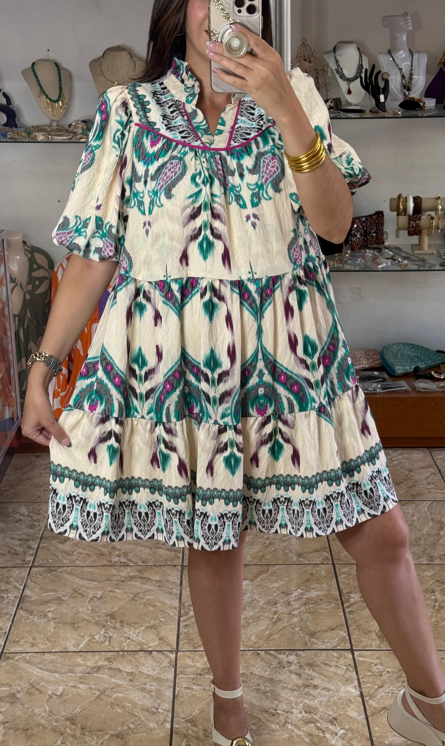 Teal Mix Doll Dress