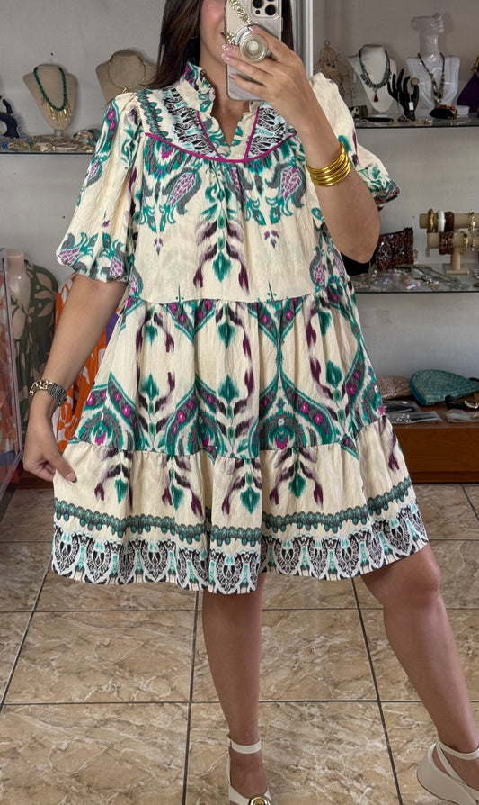 Teal Mix Doll Dress