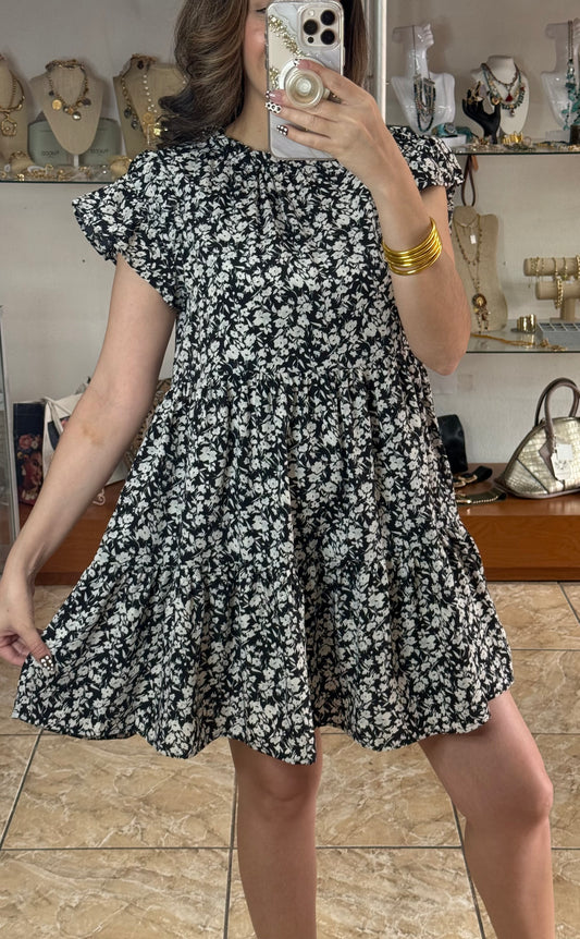Black/White Floral Mini Dress