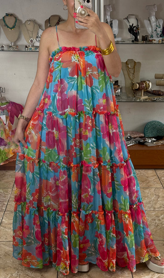 Blue Floral Maxi Dress