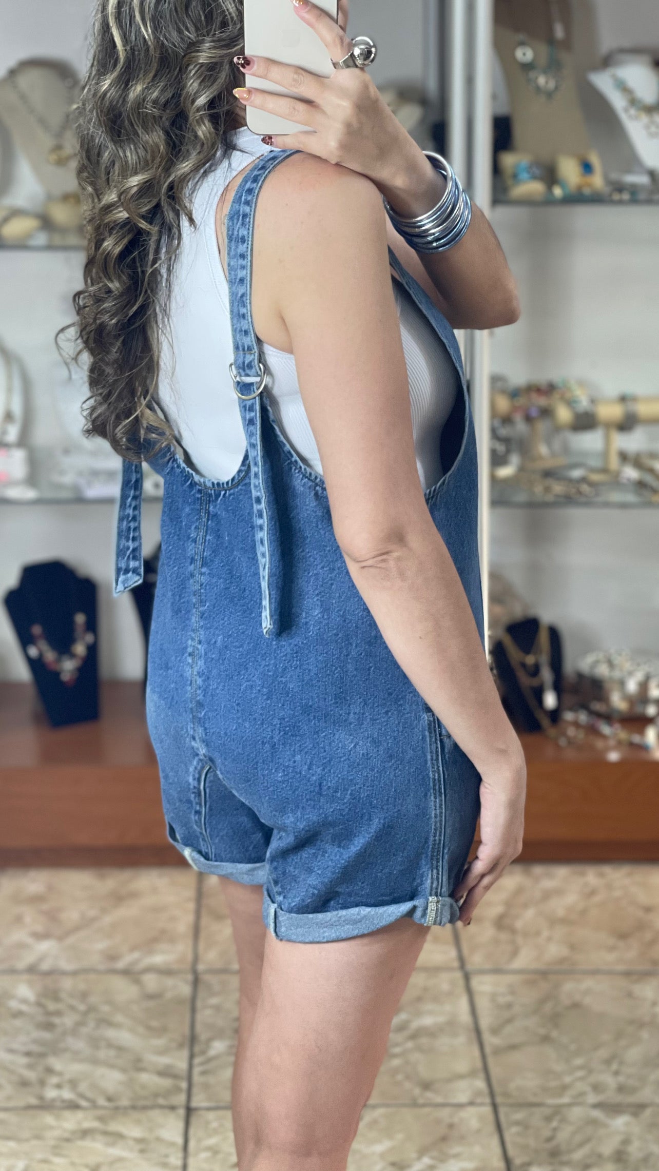 Mineral Washed Denim Romper