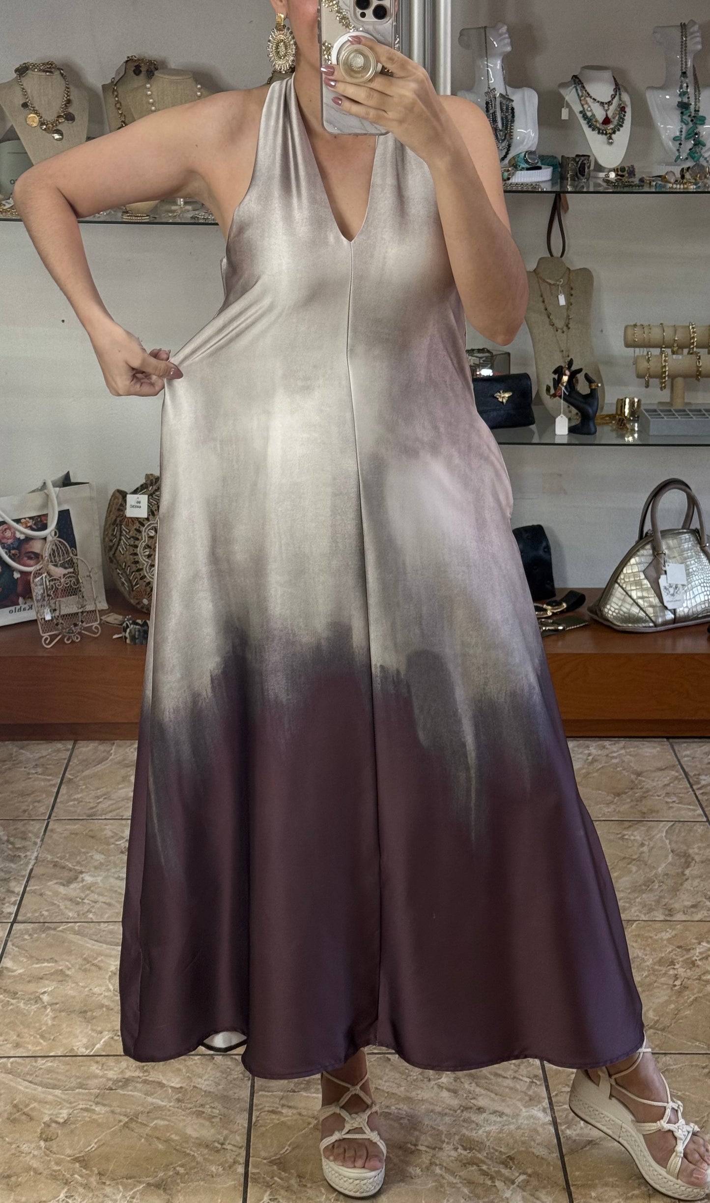 Halter Satin OS Maxi Dress (FINAL SALE)