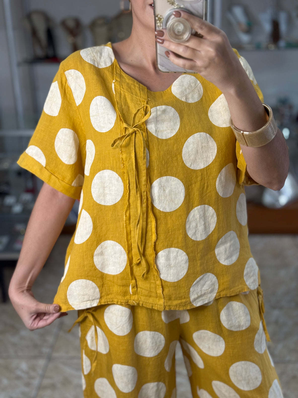 Polka Dots and Ribbons OS Linen Set (NO RETURNS OR EXCHANGE)