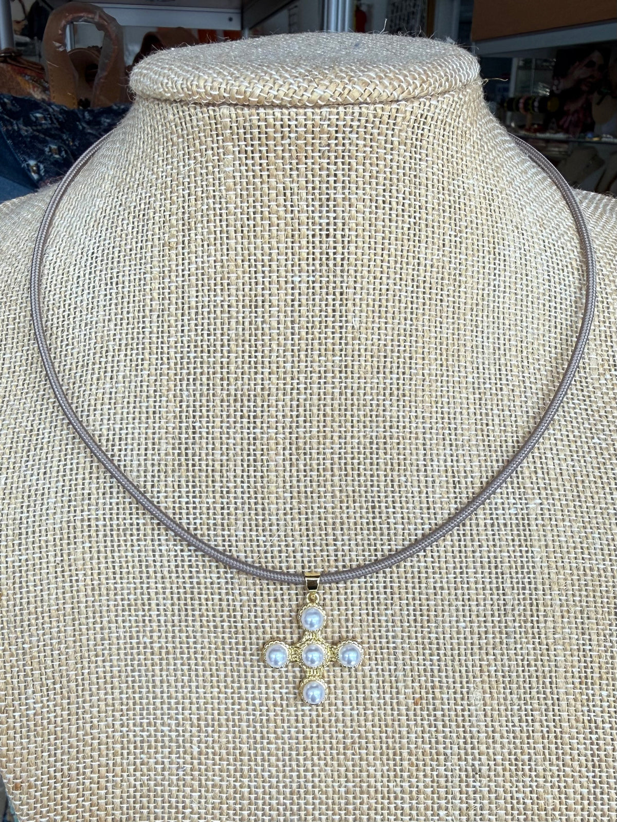 Metallic Cord Necklace with Pendant (FINAL SALE)
