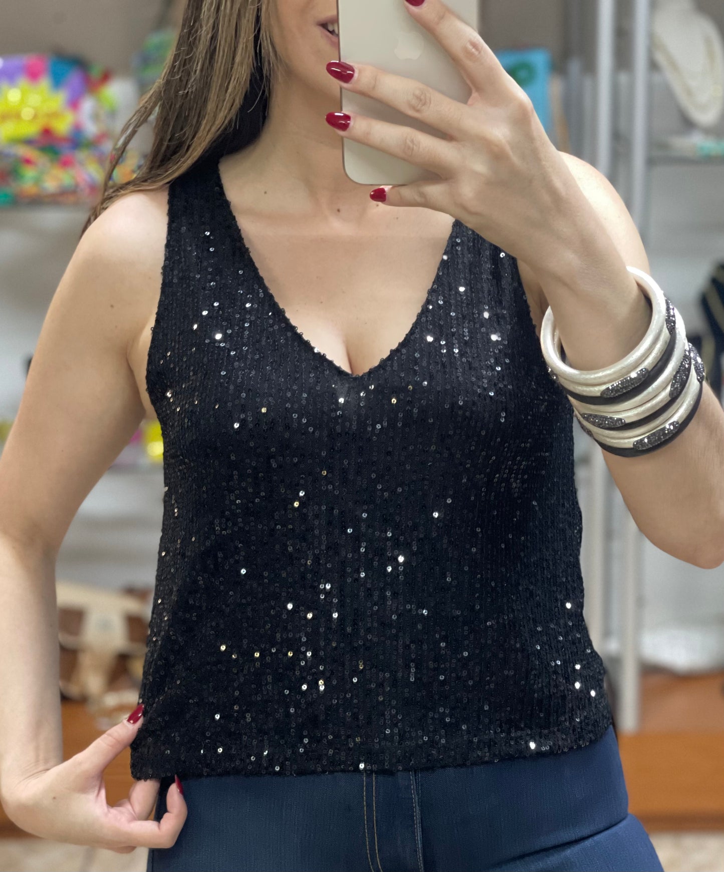 Black Sequins Top