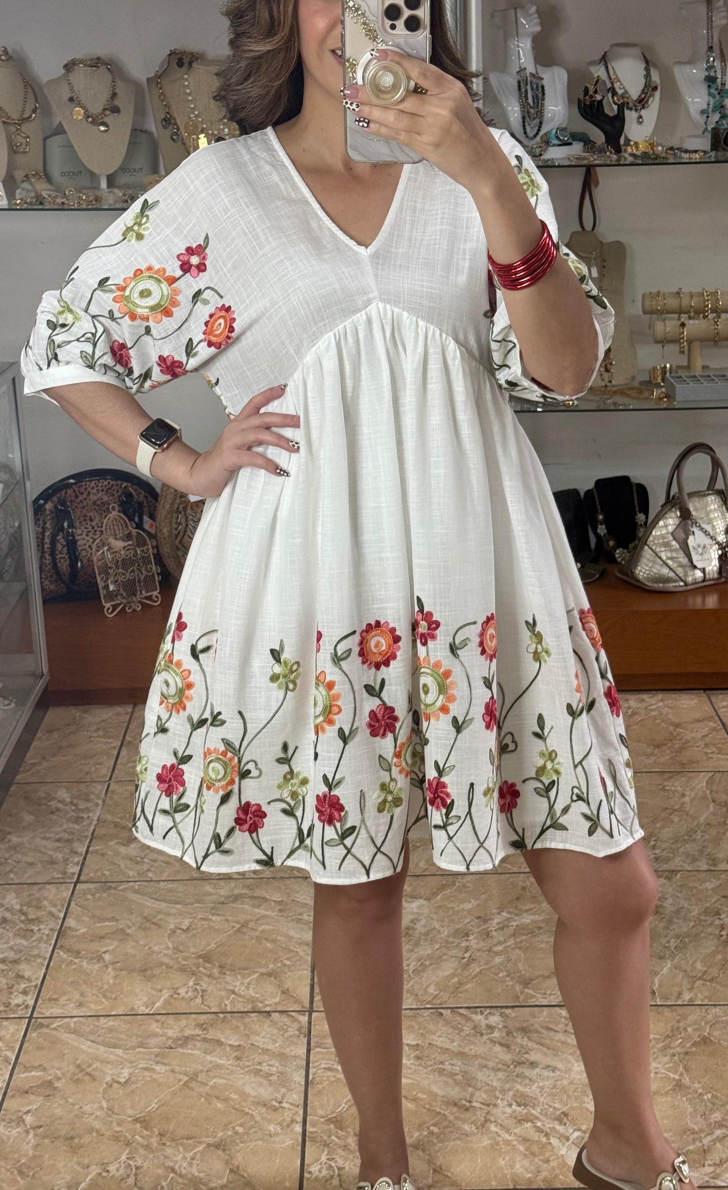 Garden Floral Embroidered Dress (FINAL SALE)