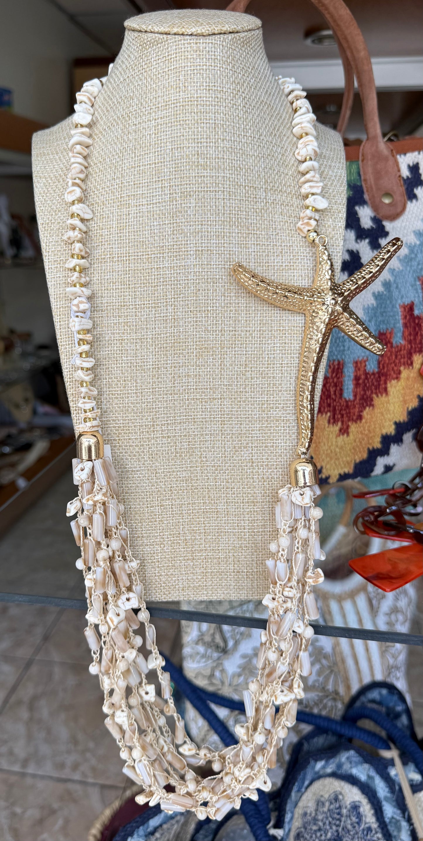 Beads and Starfish Long Necklace (FINAL SALE)