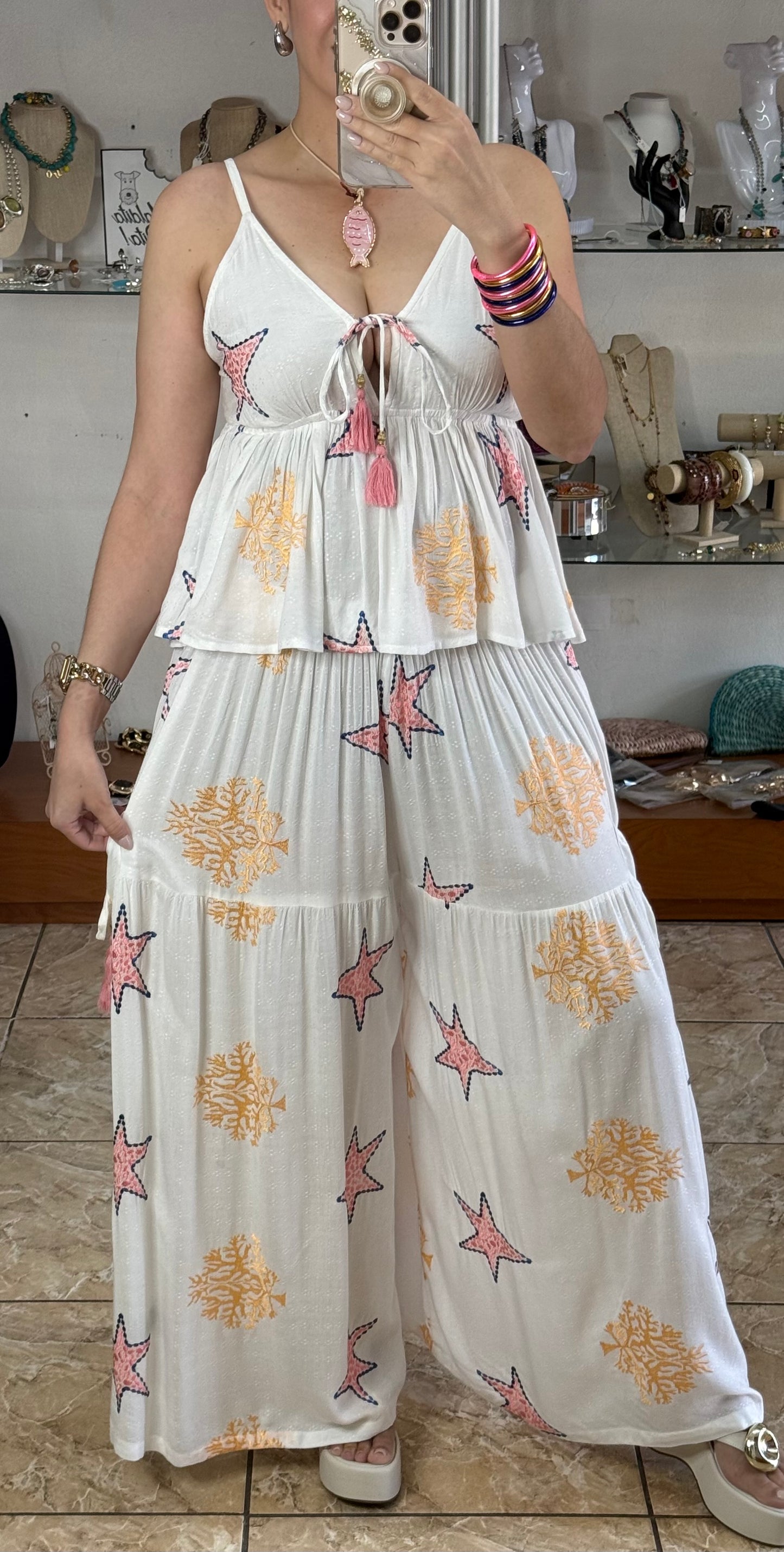 Summer Embroidered Top and Pant Set (NO RETURNS OR EXCHANGE)